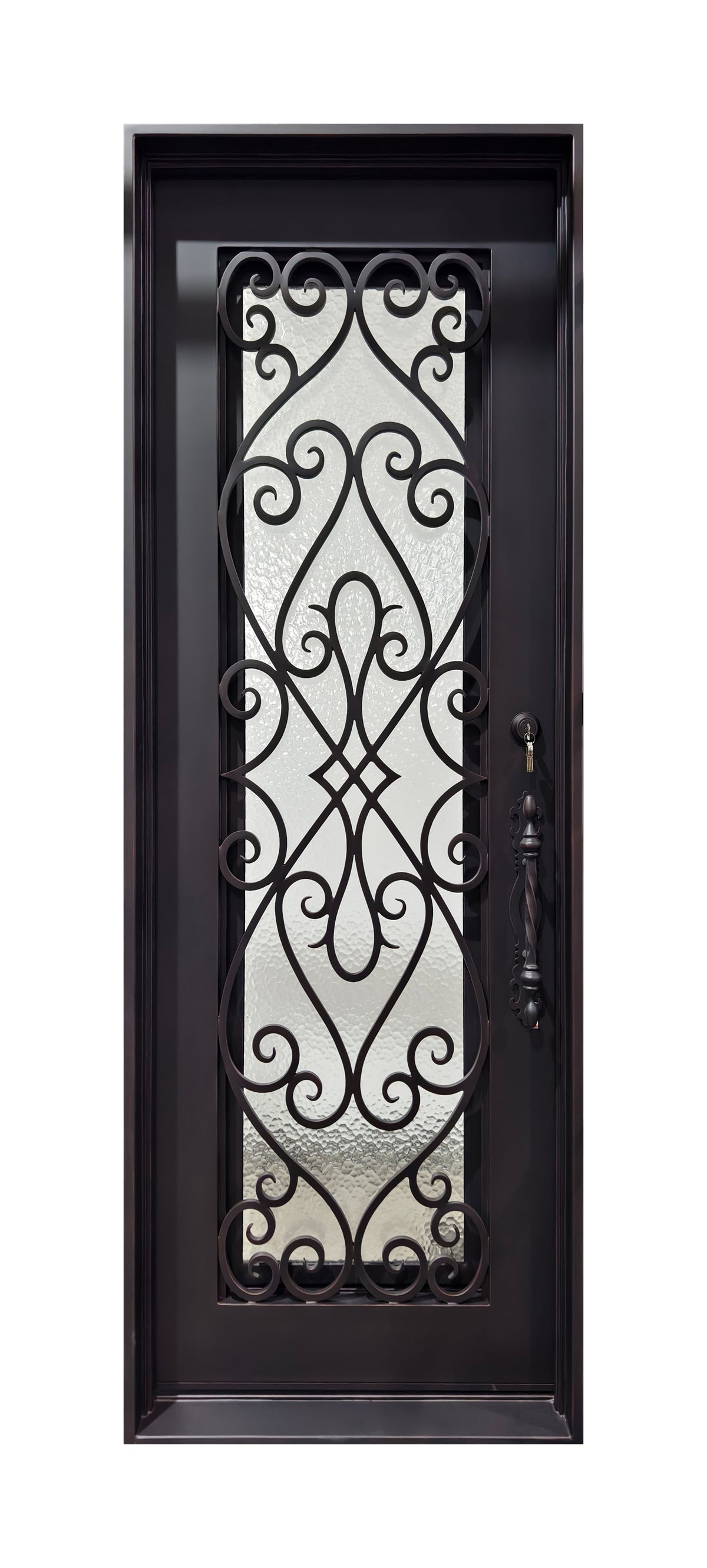 Hand-Forged Scrollwork Wrought Iron Single Entry Door