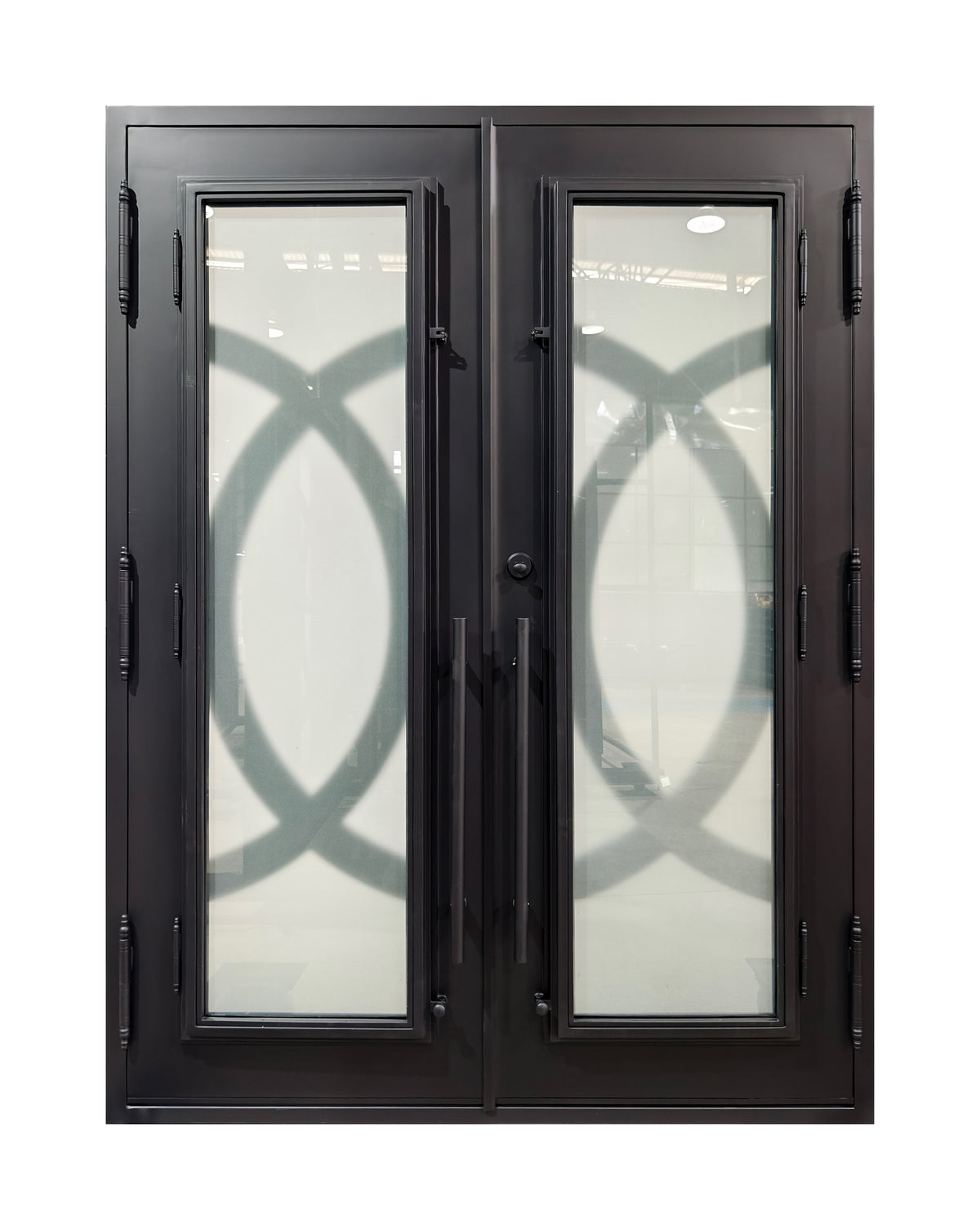 Puerta doble de hierro forjado geométrica moderna