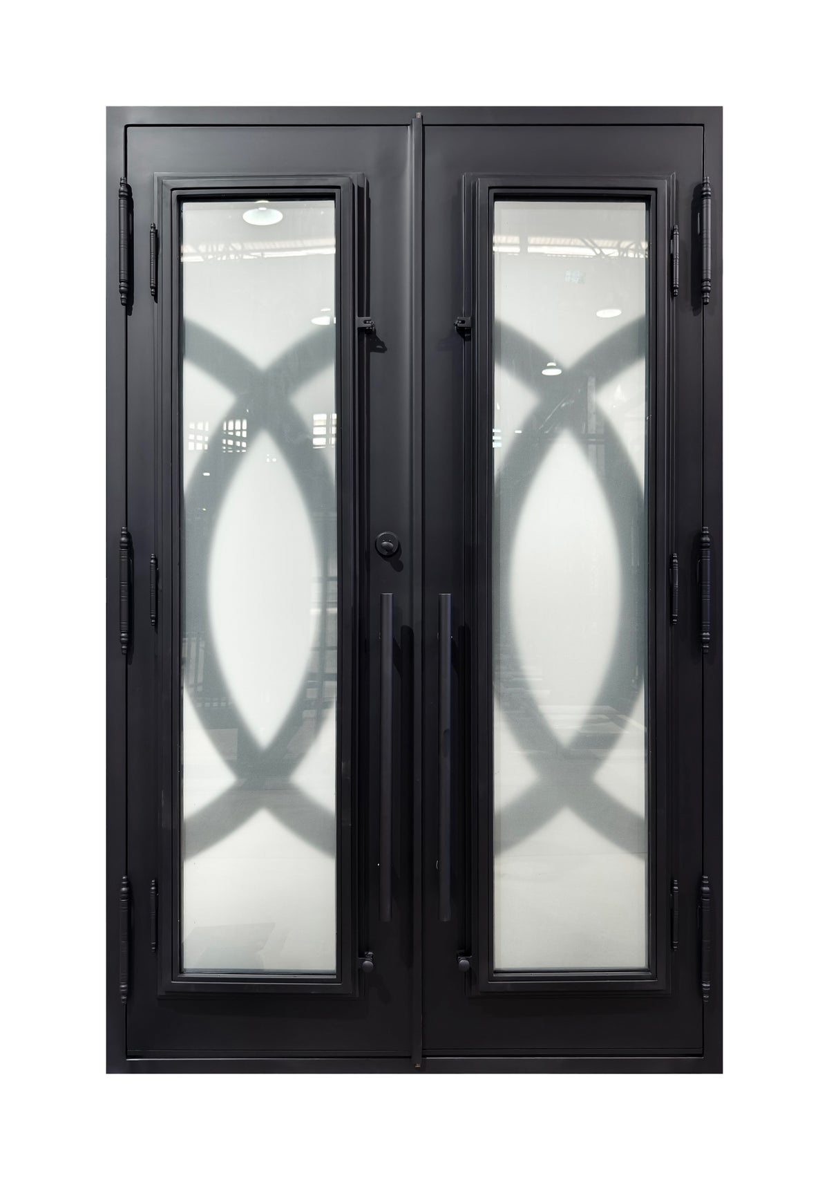 Puerta doble de hierro forjado geométrica moderna