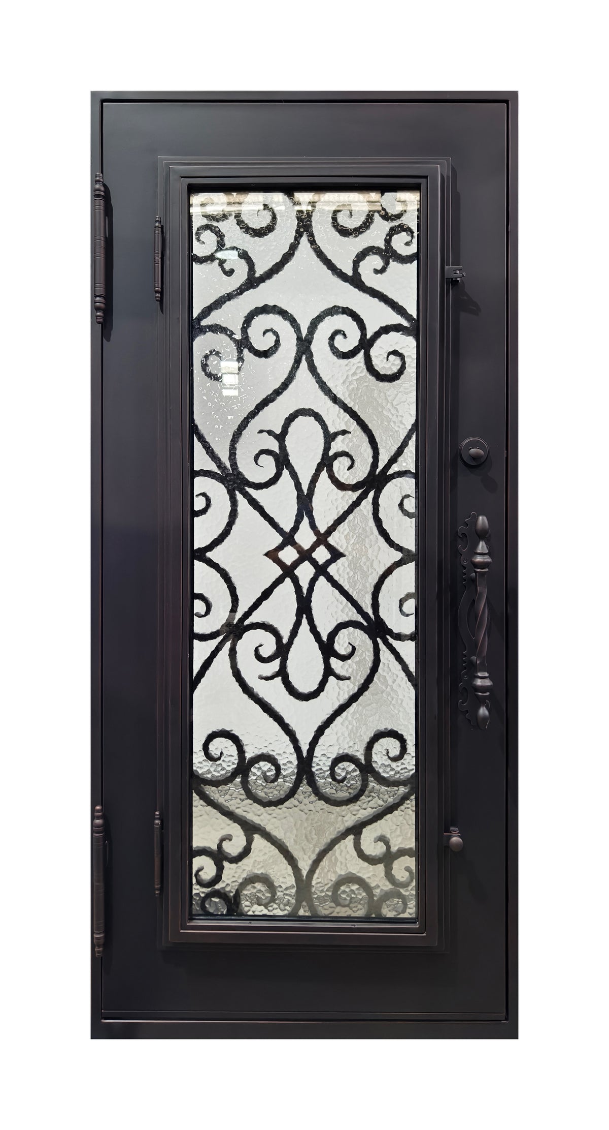 Hand-Forged Scrollwork Wrought Iron Single Entry Door