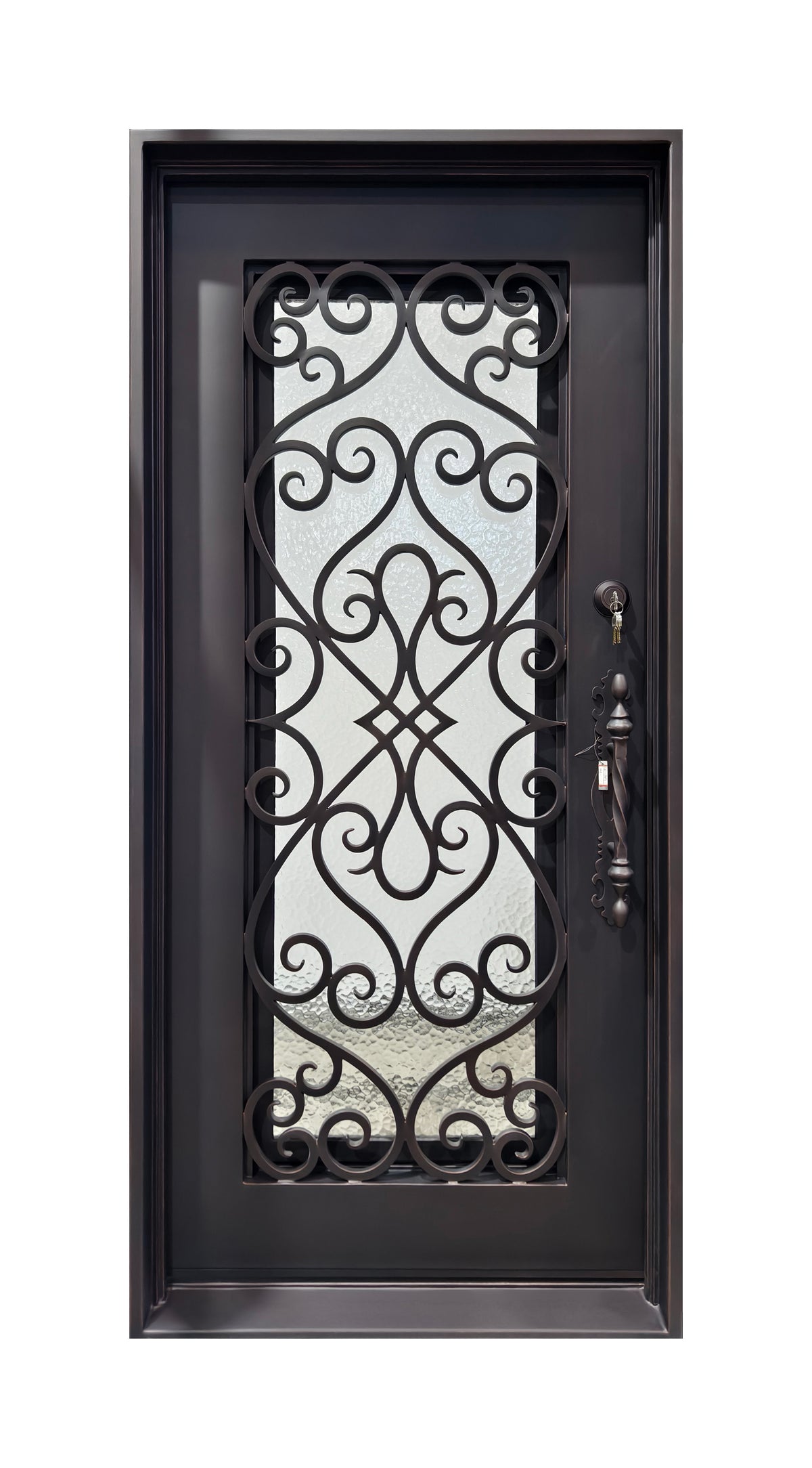 Hand-Forged Scrollwork Wrought Iron Single Entry Door