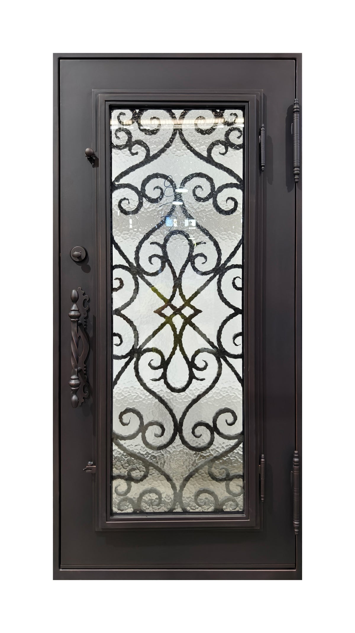 Hand-Forged Scrollwork Wrought Iron Single Entry Door