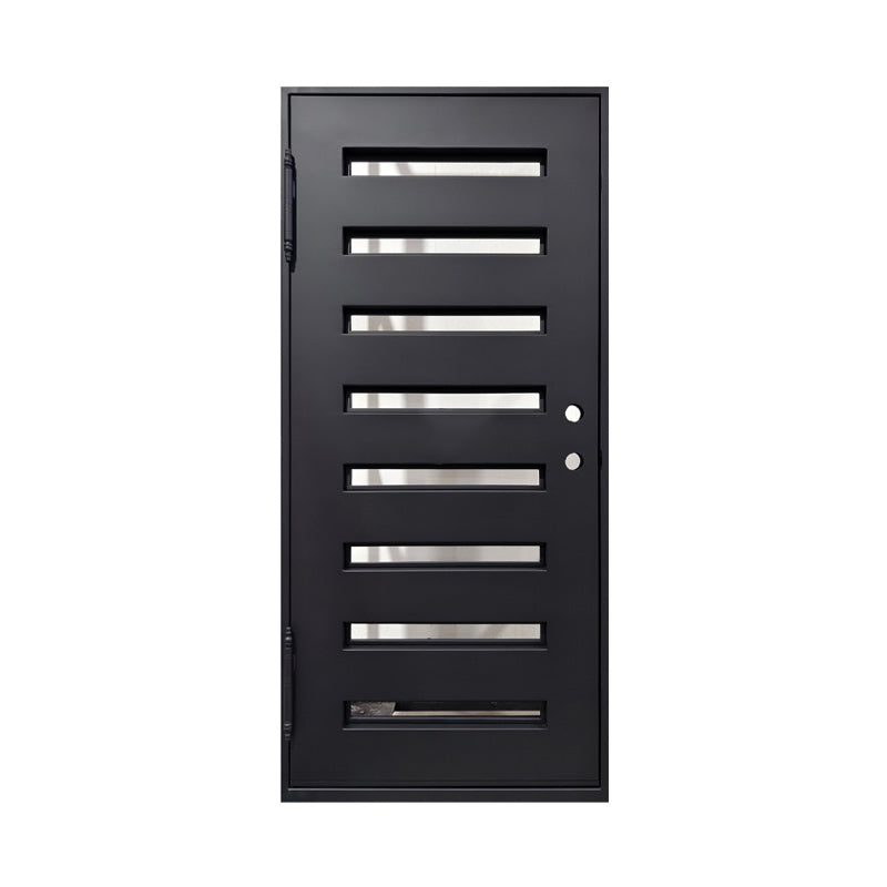 Modern Horizontal Panel Iron Entry Door