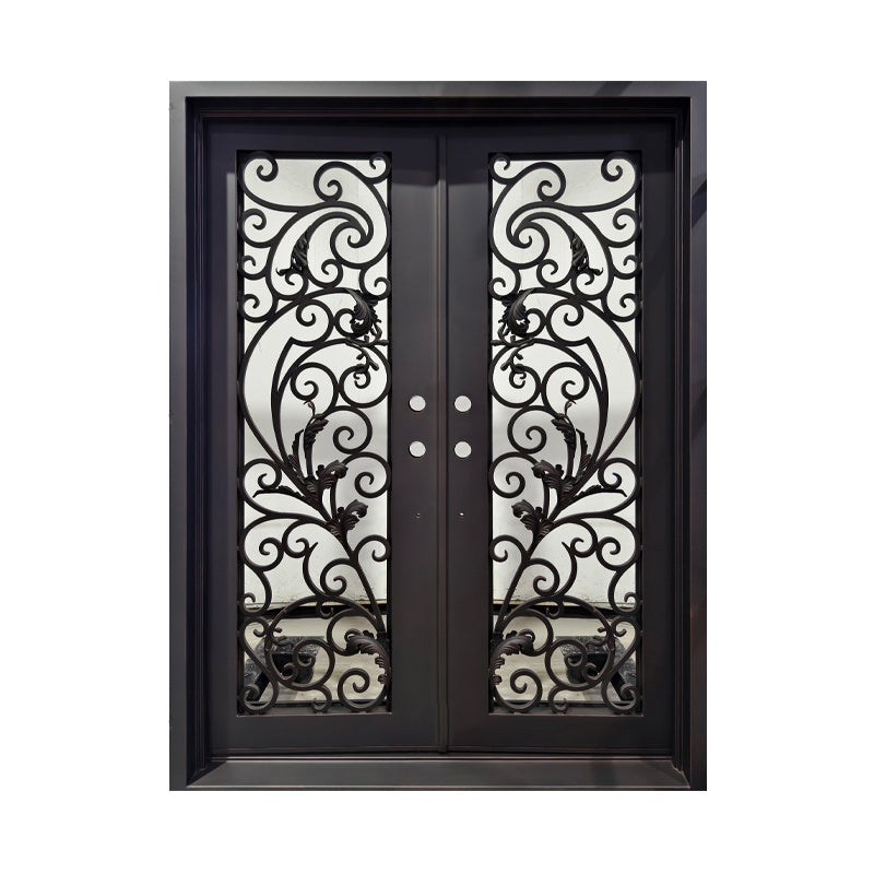 Ornate Scrollwork Double Iron Entry Door C24