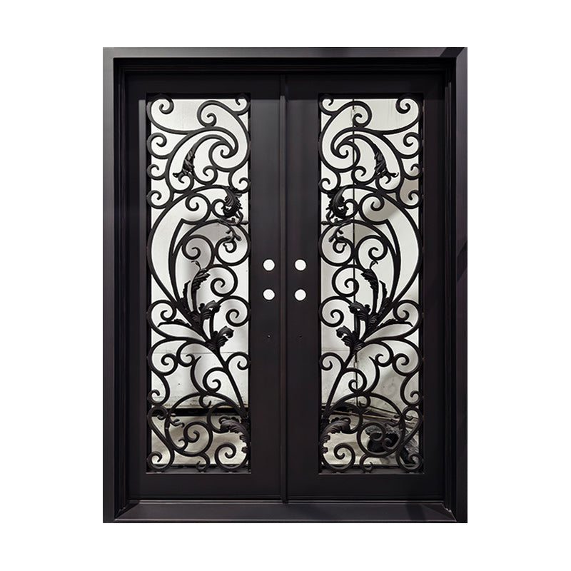 Ornate Scrollwork Double Iron Entry Door C24