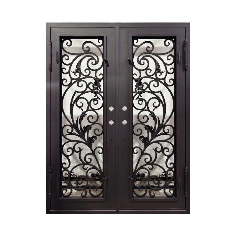 Ornate Scrollwork Double Iron Entry Door C24