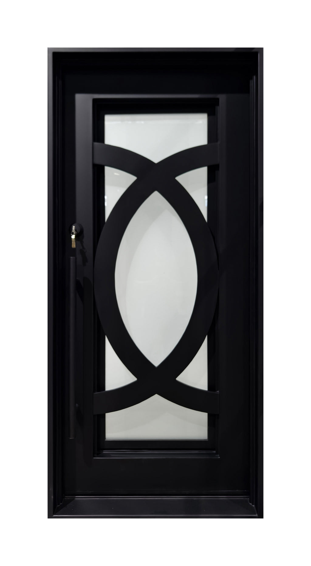 Modern Geometric Wrought Iron Single Entry Door