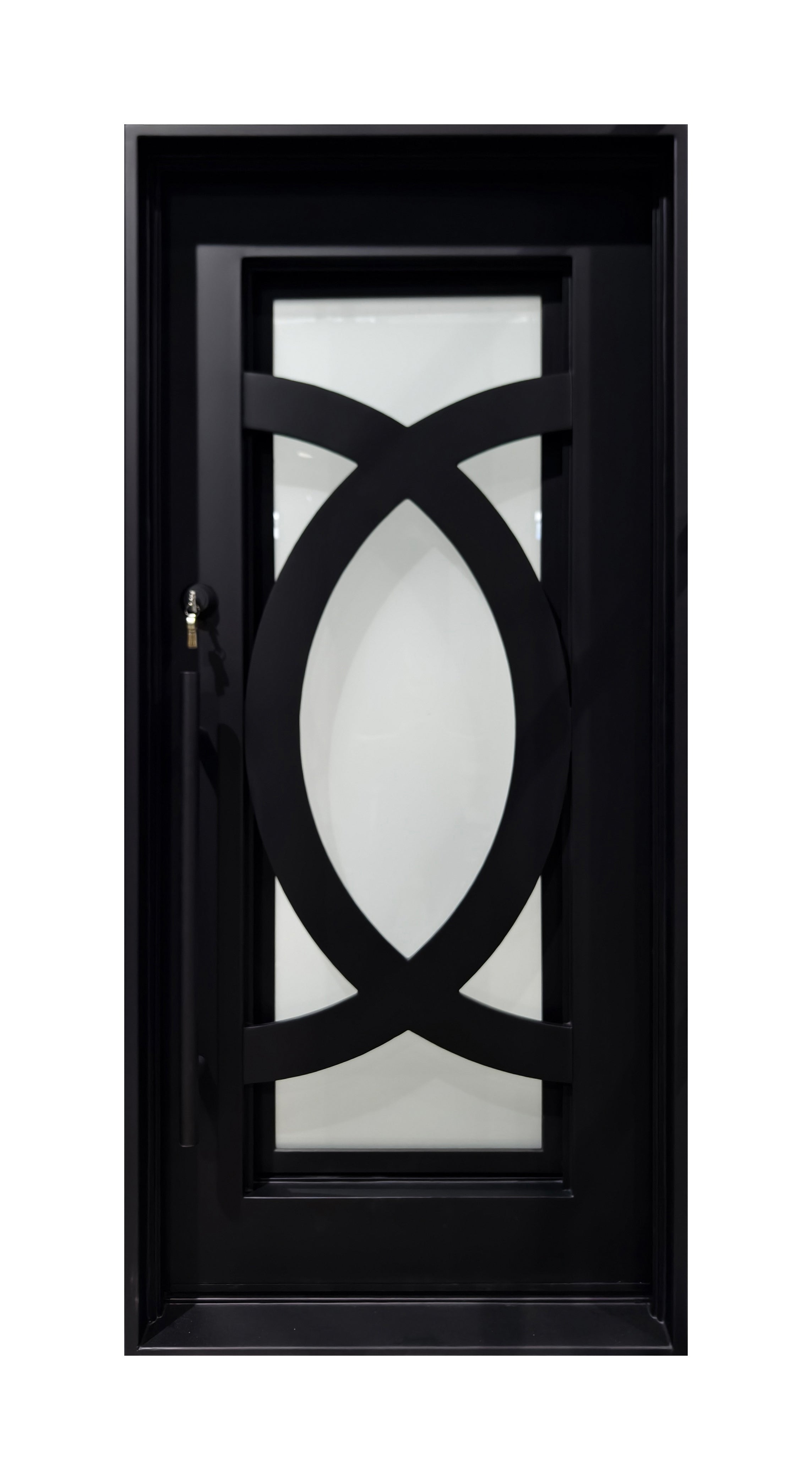 Modern Geometric Wrought Iron Single Entry Door