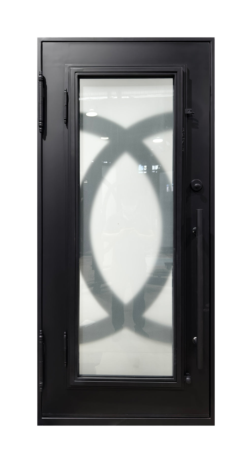 Modern Geometric Wrought Iron Single Entry Door