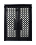 Geometric Lattice Wrought Iron Double Entry Door