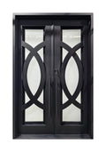 Modern Geometric Wrought Iron Double Entry Door