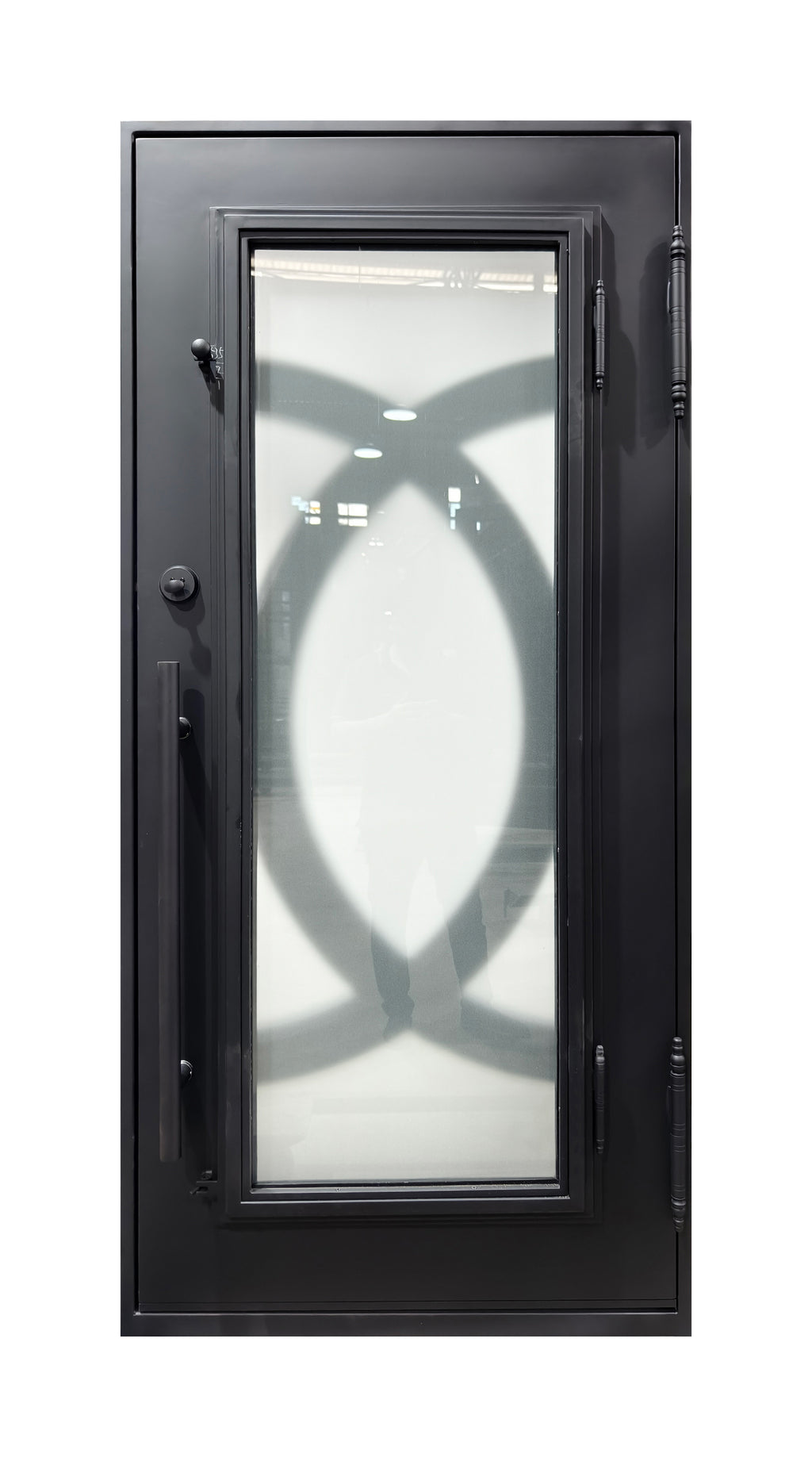 Modern Geometric Wrought Iron Single Entry Door