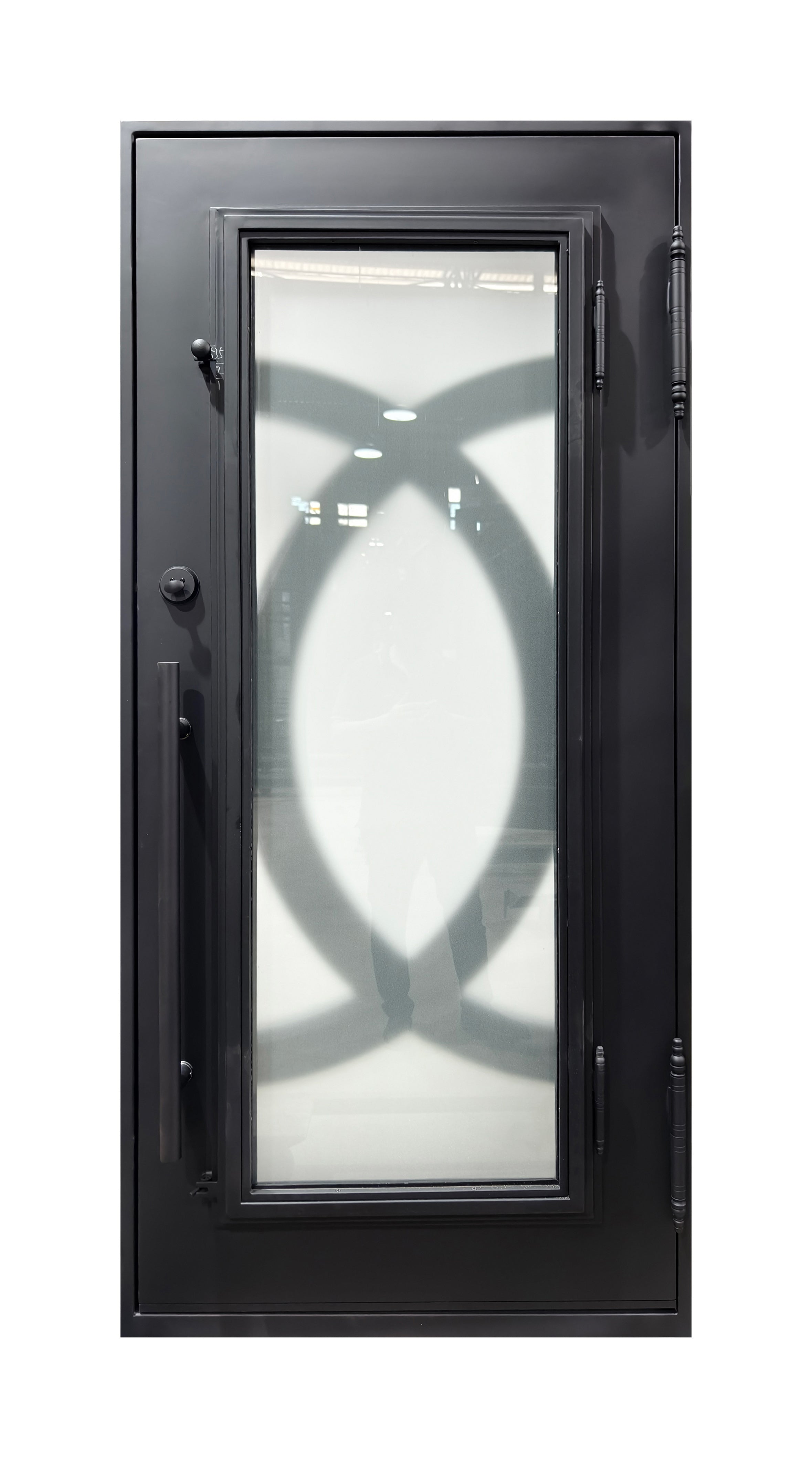 Modern Geometric Wrought Iron Single Entry Door