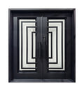 Art Deco Geometric Wrought Iron Double Entry Door