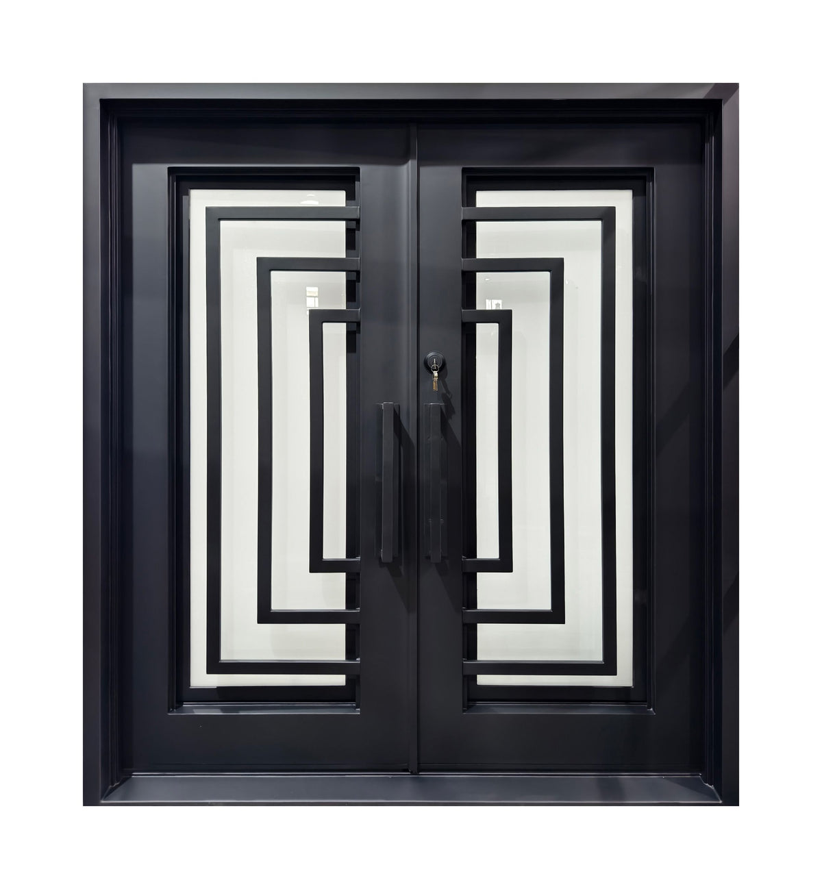 Art Deco Geometric Wrought Iron Double Entry Door