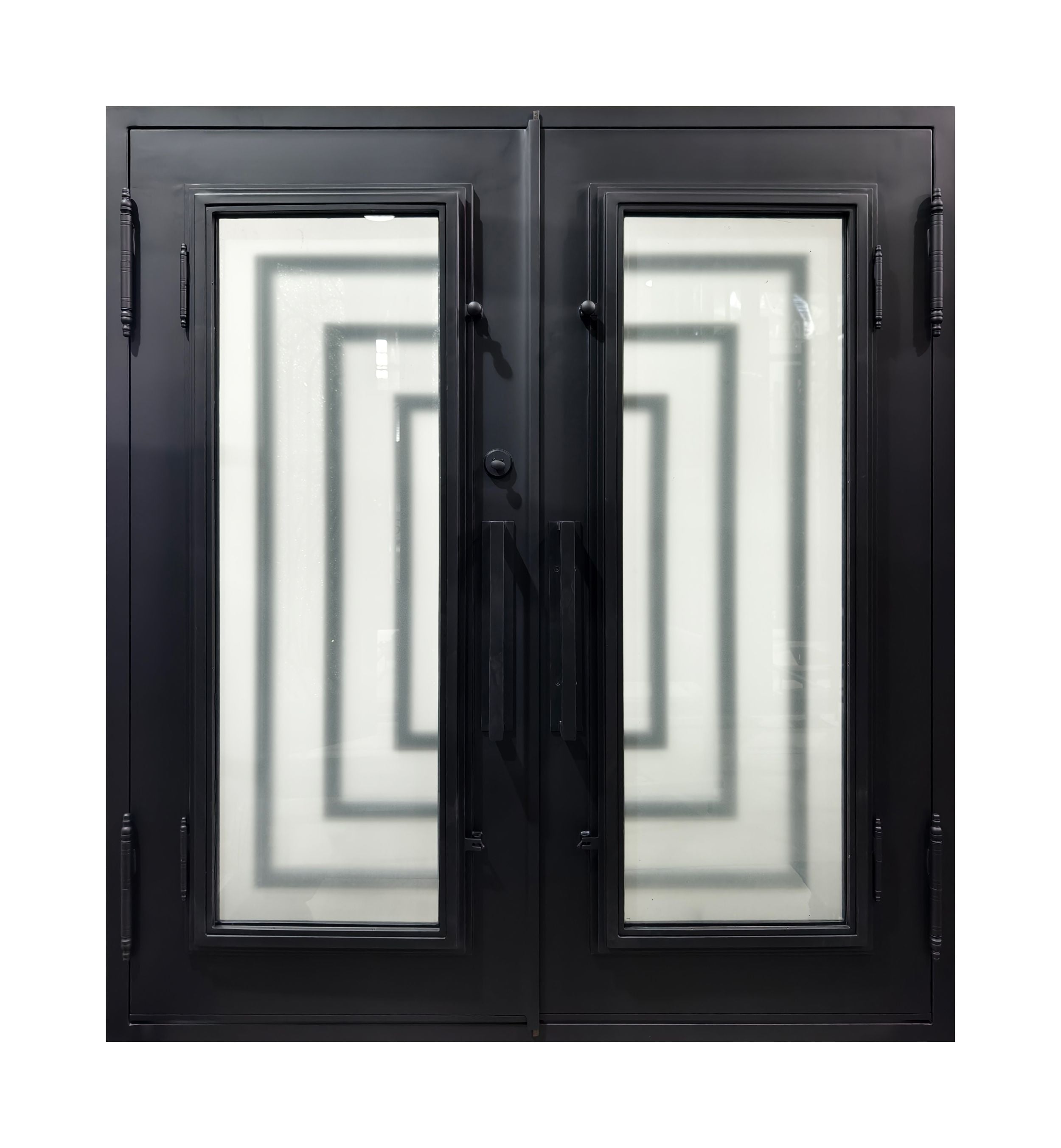 Art Deco Geometric Wrought Iron Double Entry Door