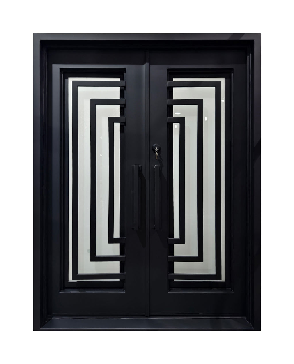 Art Deco Geometric Wrought Iron Double Entry Door