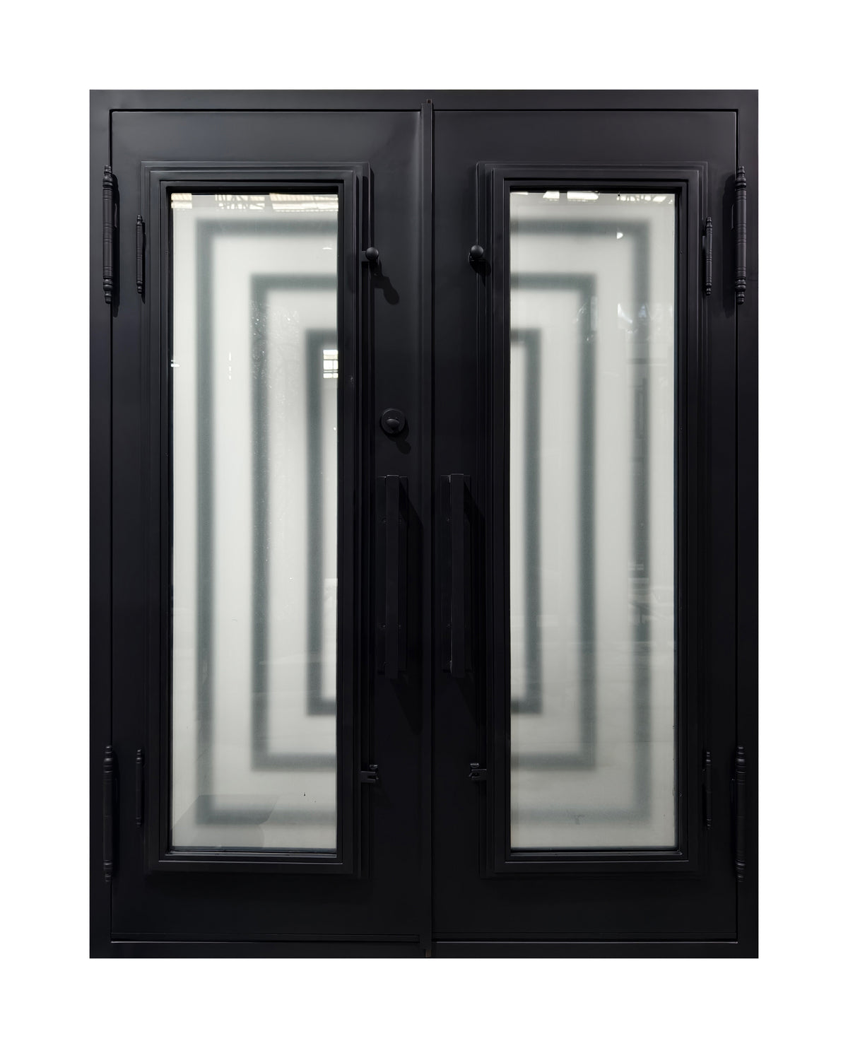 Art Deco Geometric Wrought Iron Double Entry Door