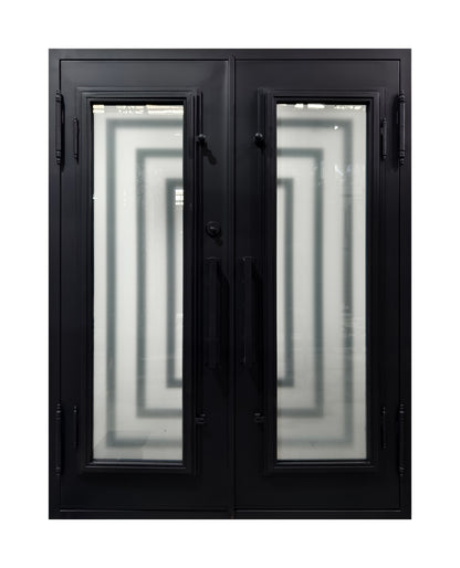 Art Deco Geometric Wrought Iron Double Entry Door