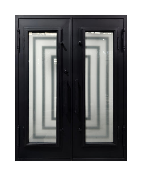 Art Deco Geometric Wrought Iron Double Entry Door