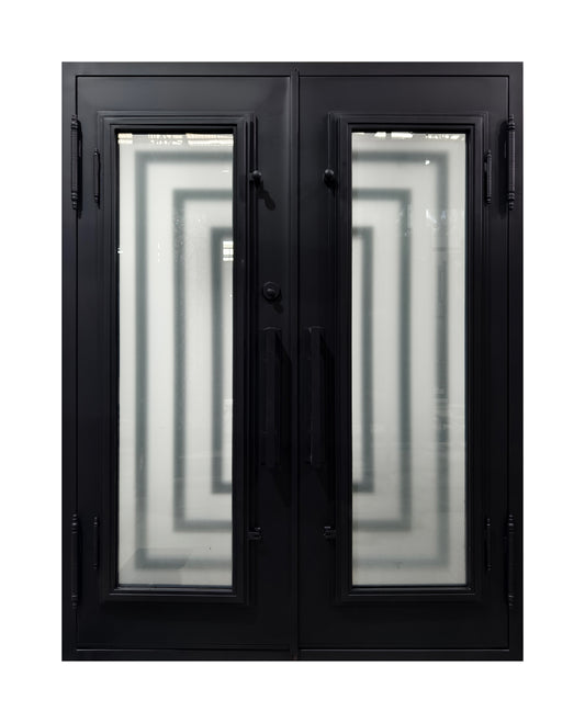 Art Deco Geometric Wrought Iron Double Entry Door