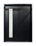 Contemporary Reeded Glass Wrought Iron Single Entry Door