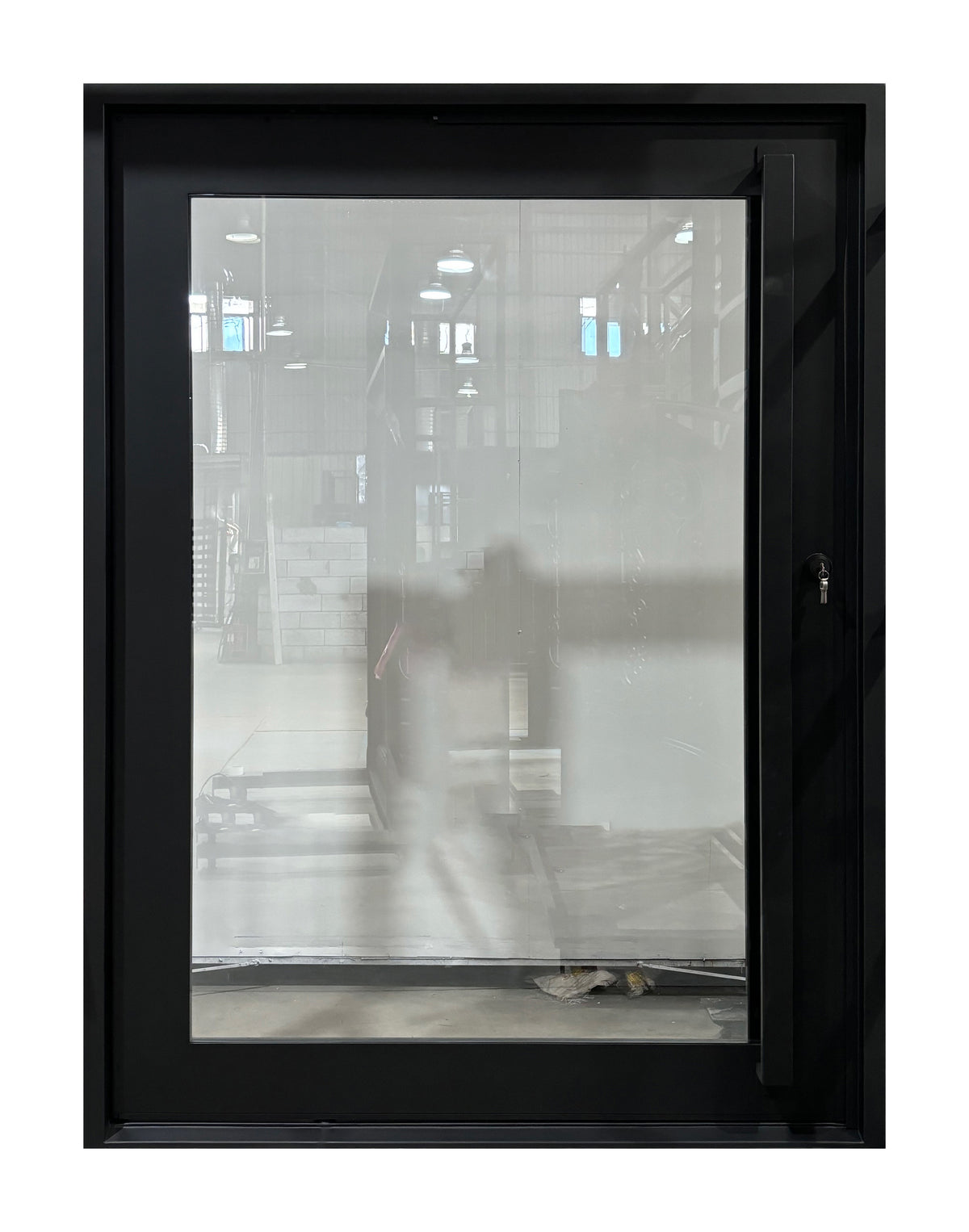 Contemporary Full-View Clear Glass Wrought Iron Single Entry Door