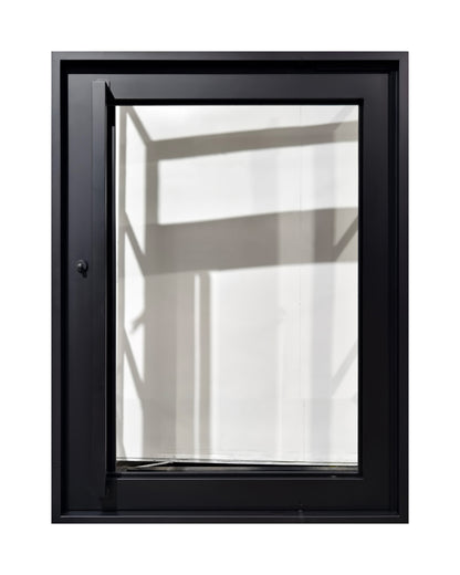 Contemporary Full-View Clear Glass Wrought Iron Single Entry Door