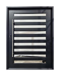 Extra-Wide Horizontal Slat Wrought Iron Single Entry Door