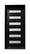 Modern Horizontal Slat Wrought Iron Single Entry Door
