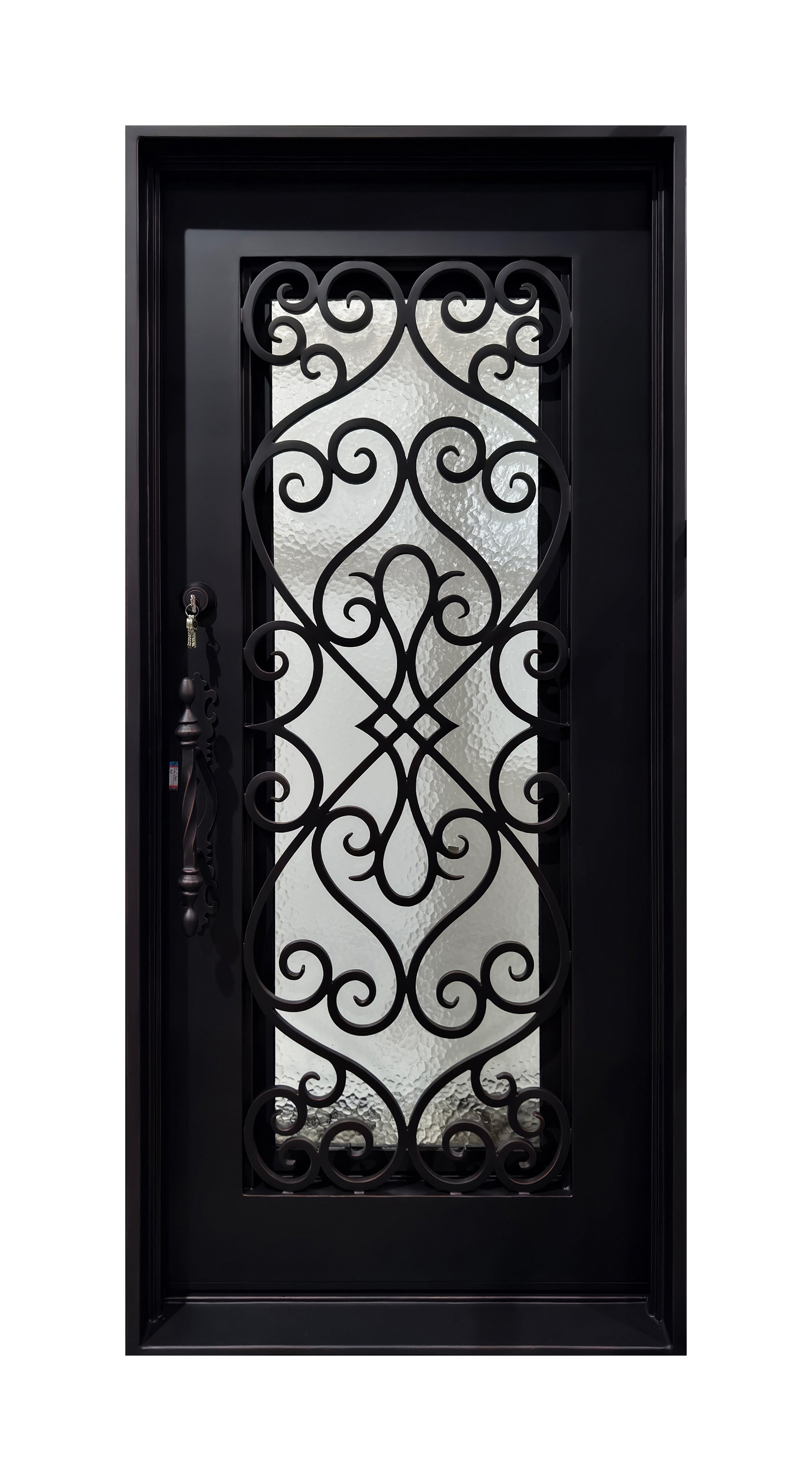 Hand-Forged Scrollwork Wrought Iron Single Entry Door