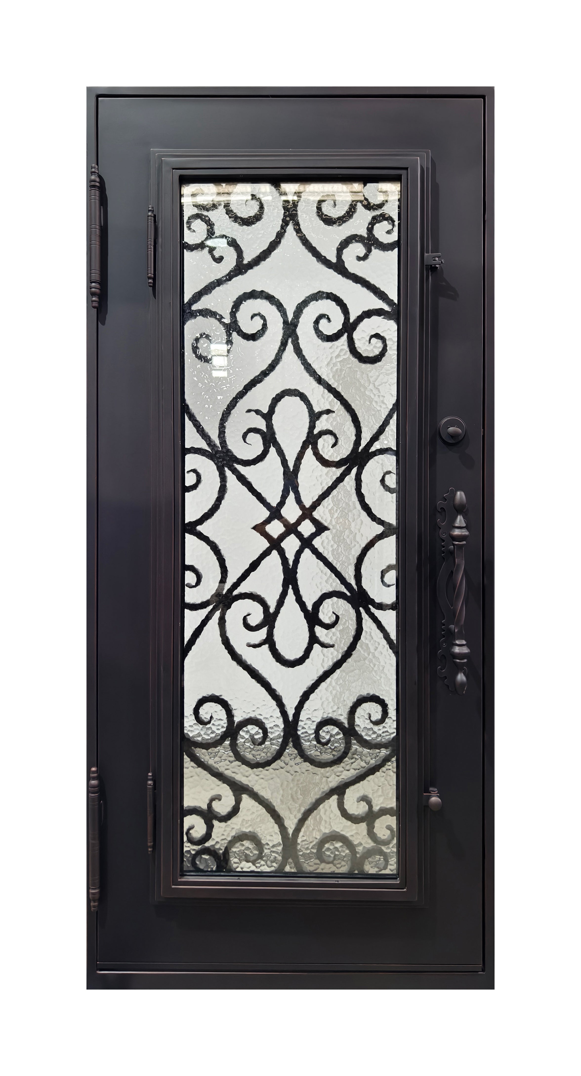 Hand-Forged Scrollwork Wrought Iron Single Entry Door