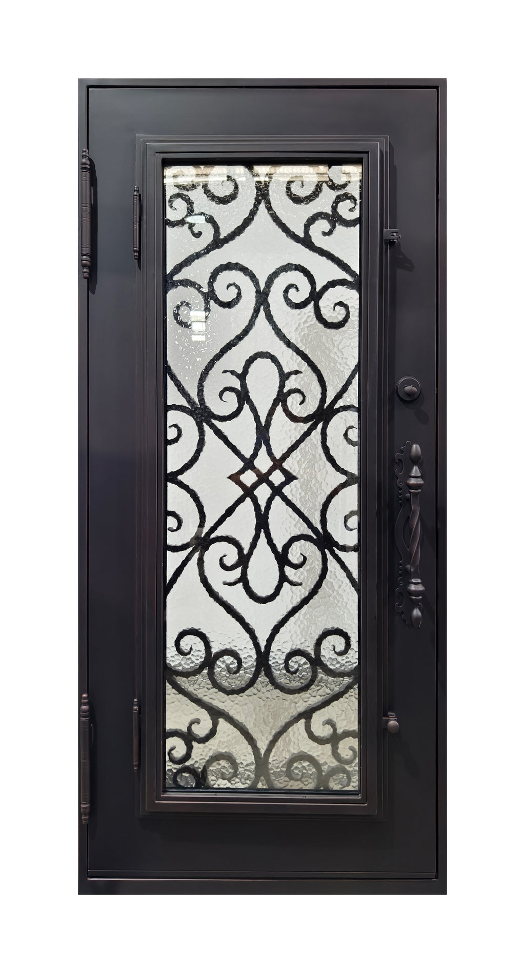 Hand-Forged Scrollwork Wrought Iron Single Entry Door