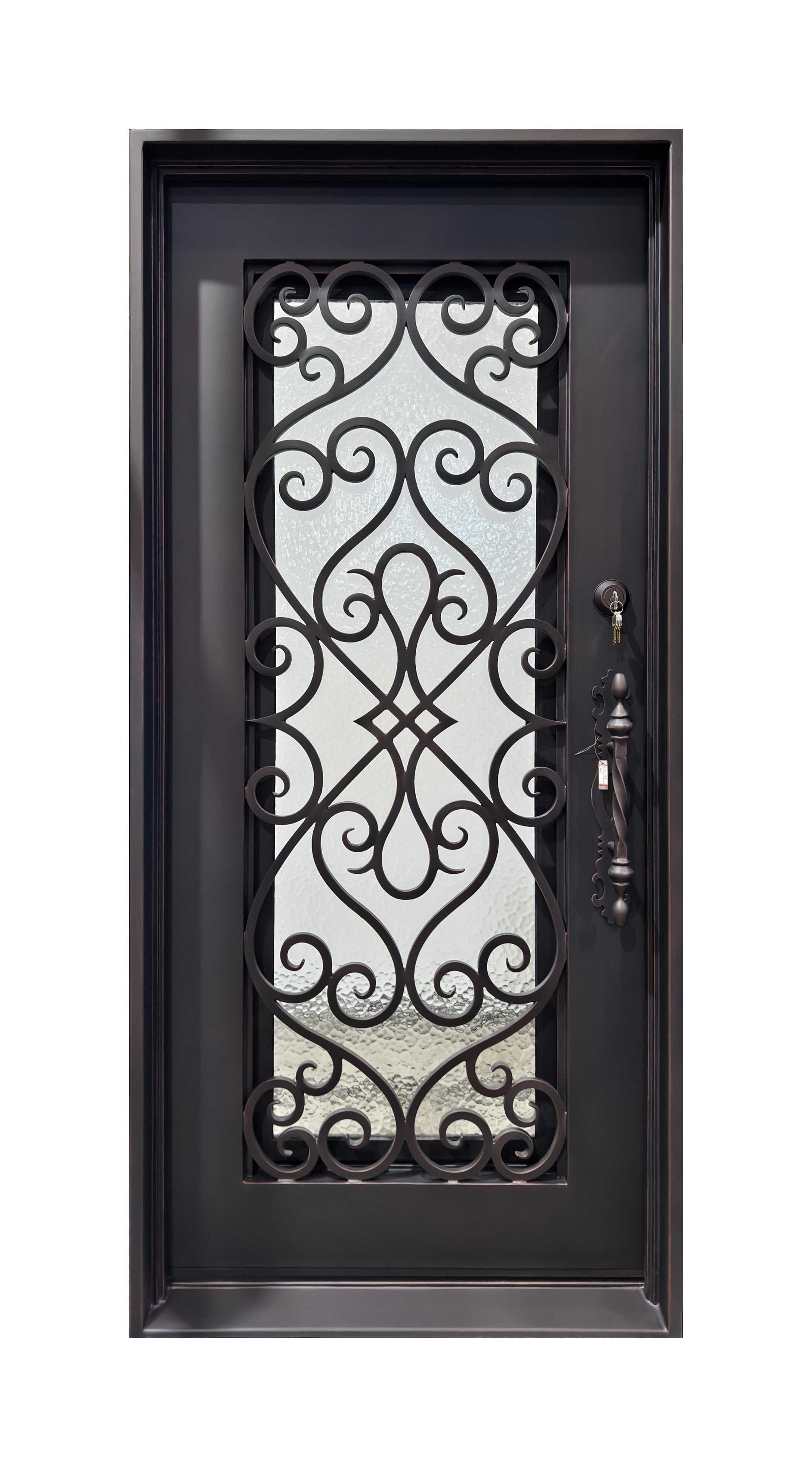 Hand-Forged Scrollwork Wrought Iron Single Entry Door
