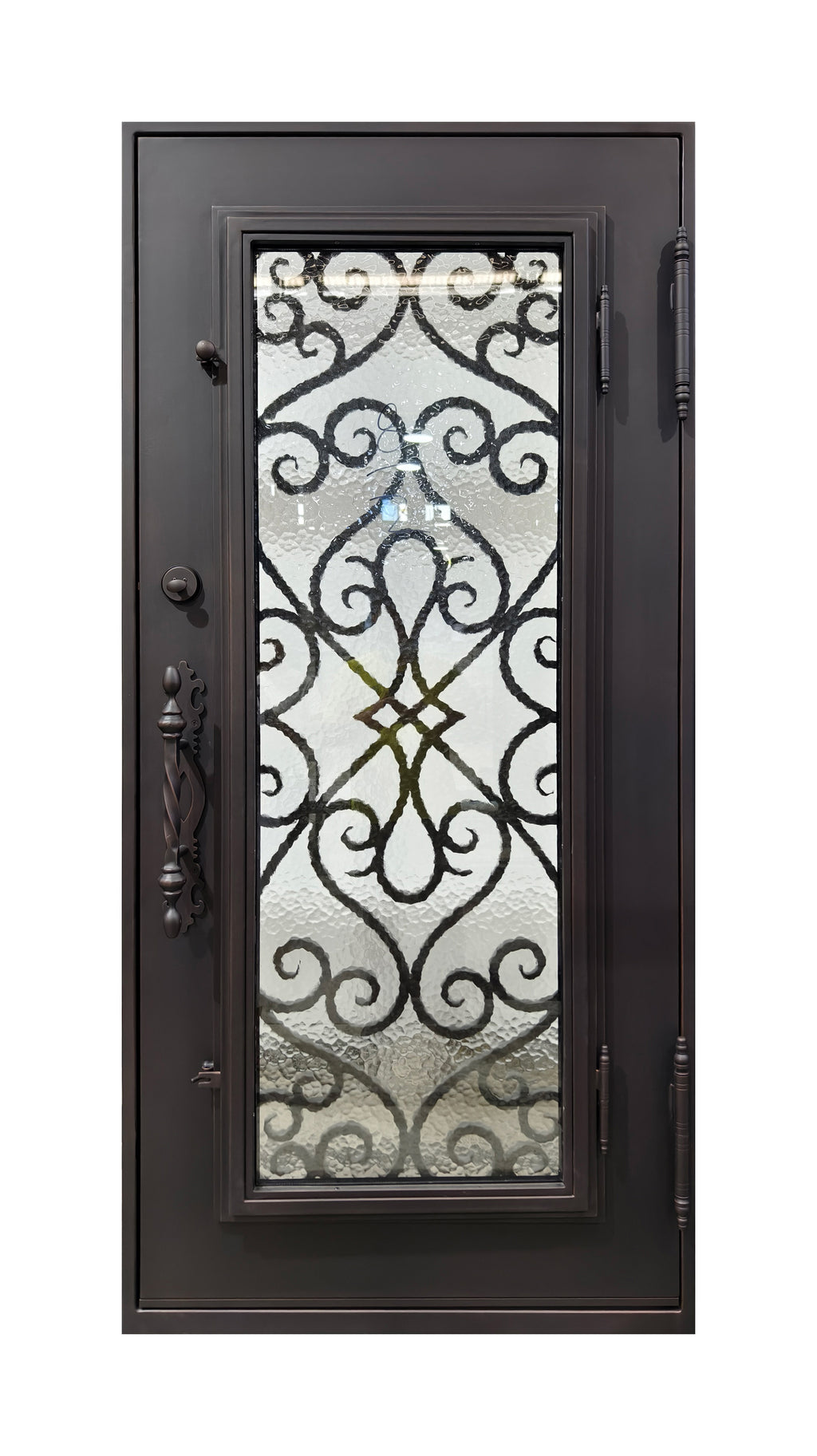 Hand-Forged Scrollwork Wrought Iron Single Entry Door