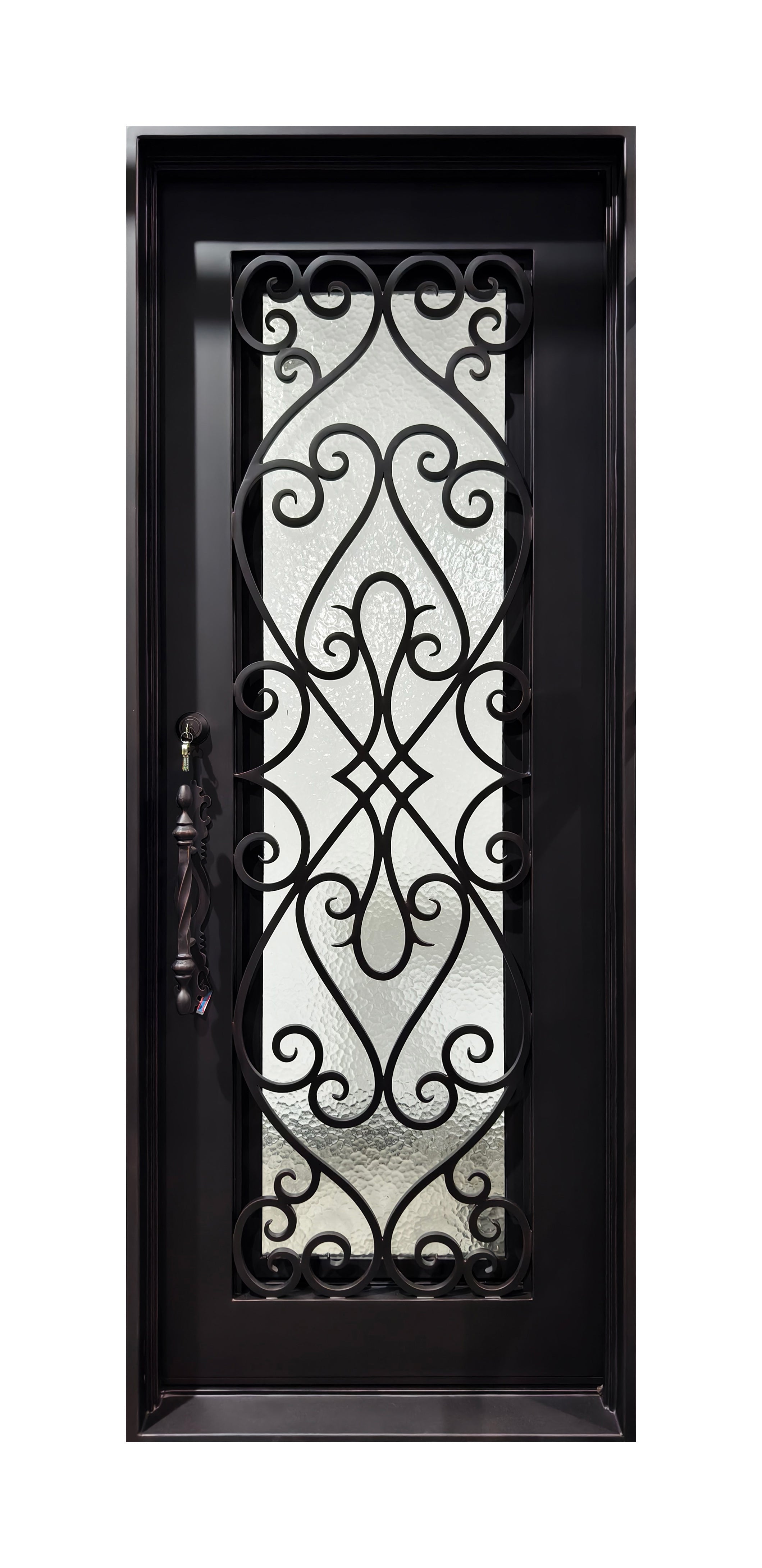 Hand-Forged Scrollwork Wrought Iron Single Entry Door