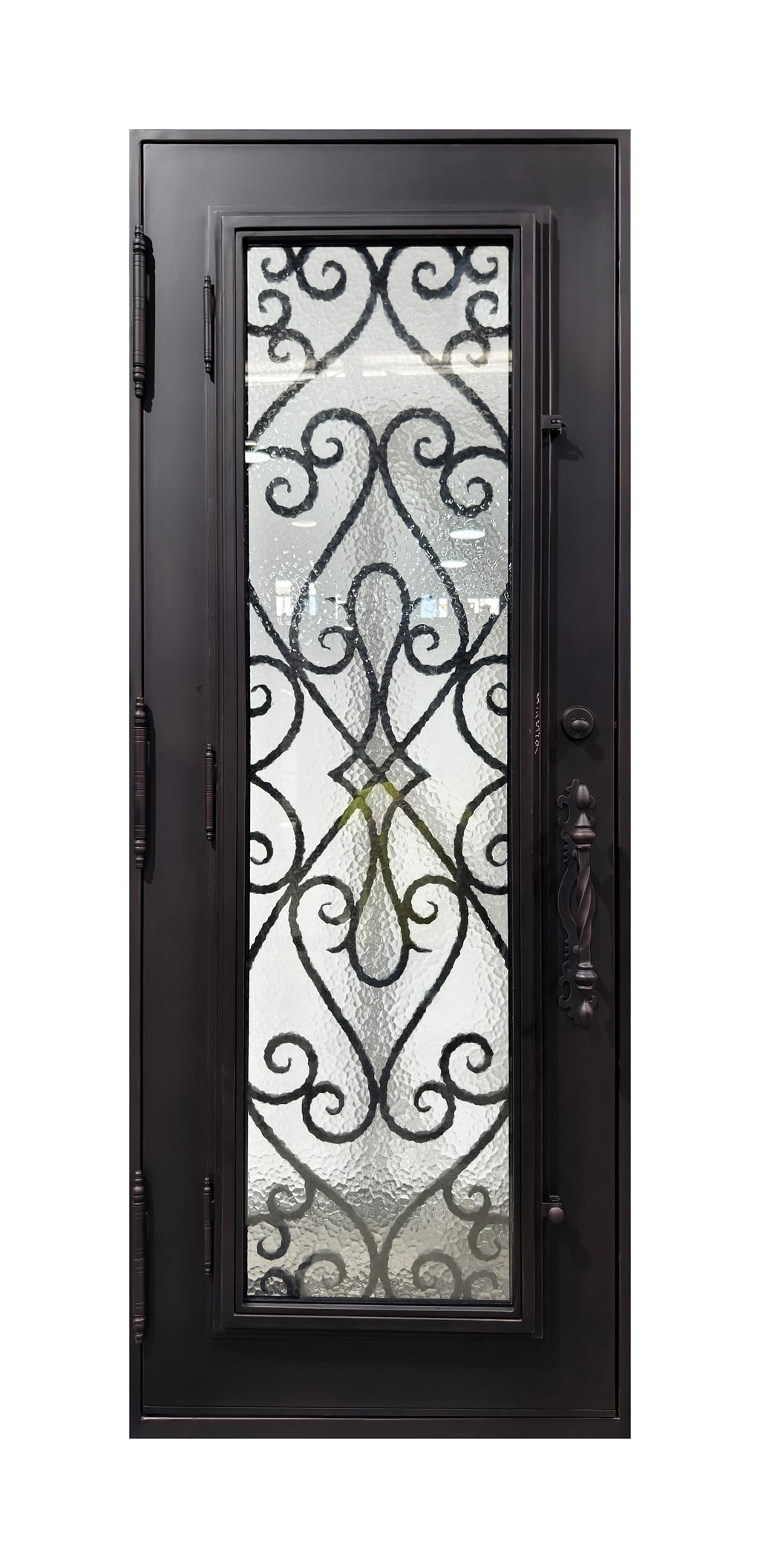 Hand-Forged Scrollwork Wrought Iron Single Entry Door