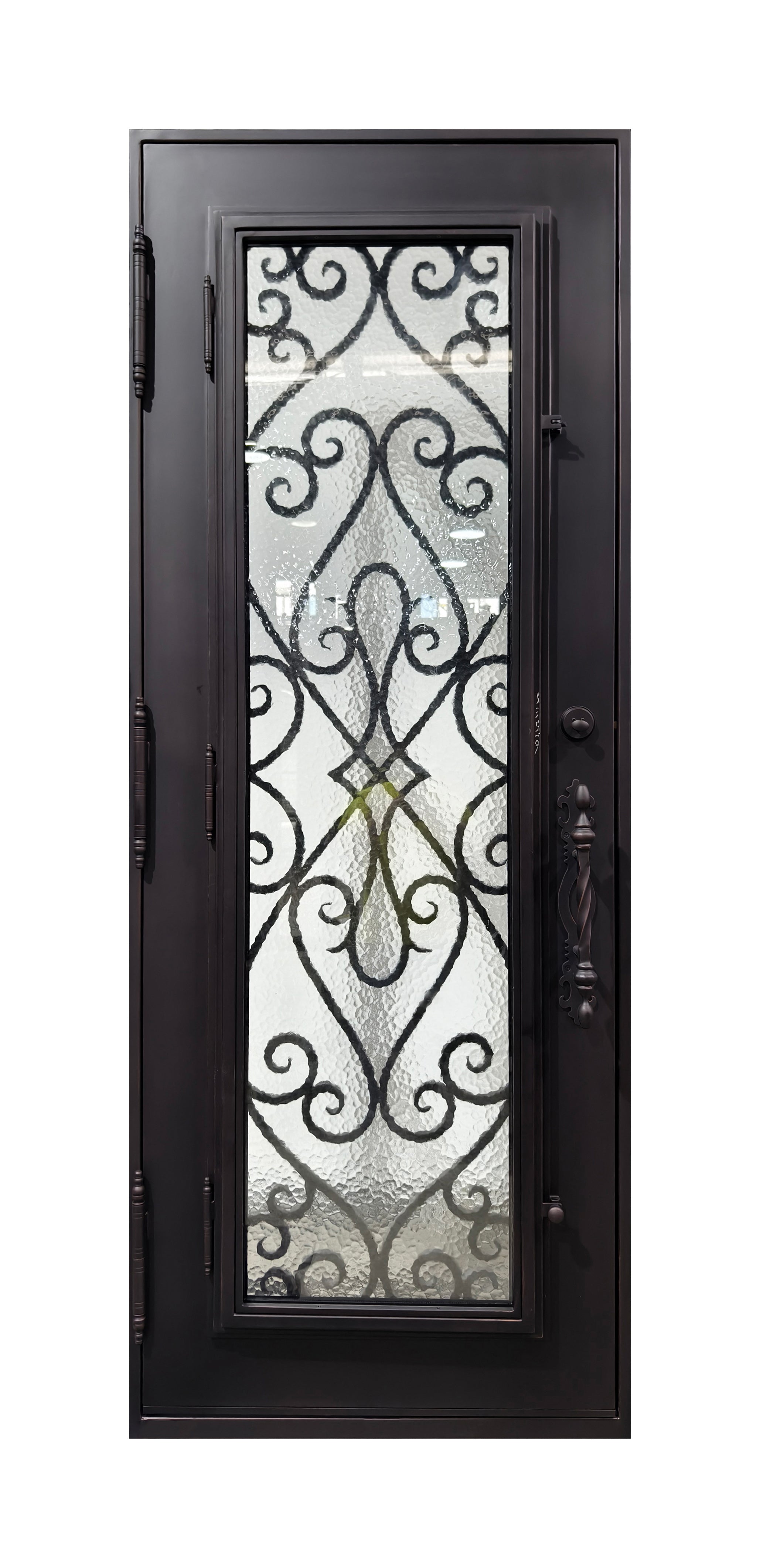 Hand-Forged Scrollwork Wrought Iron Single Entry Door