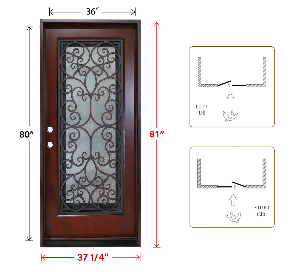 Polyurethane Composite Front Door 36" x 80" Dark Walnut