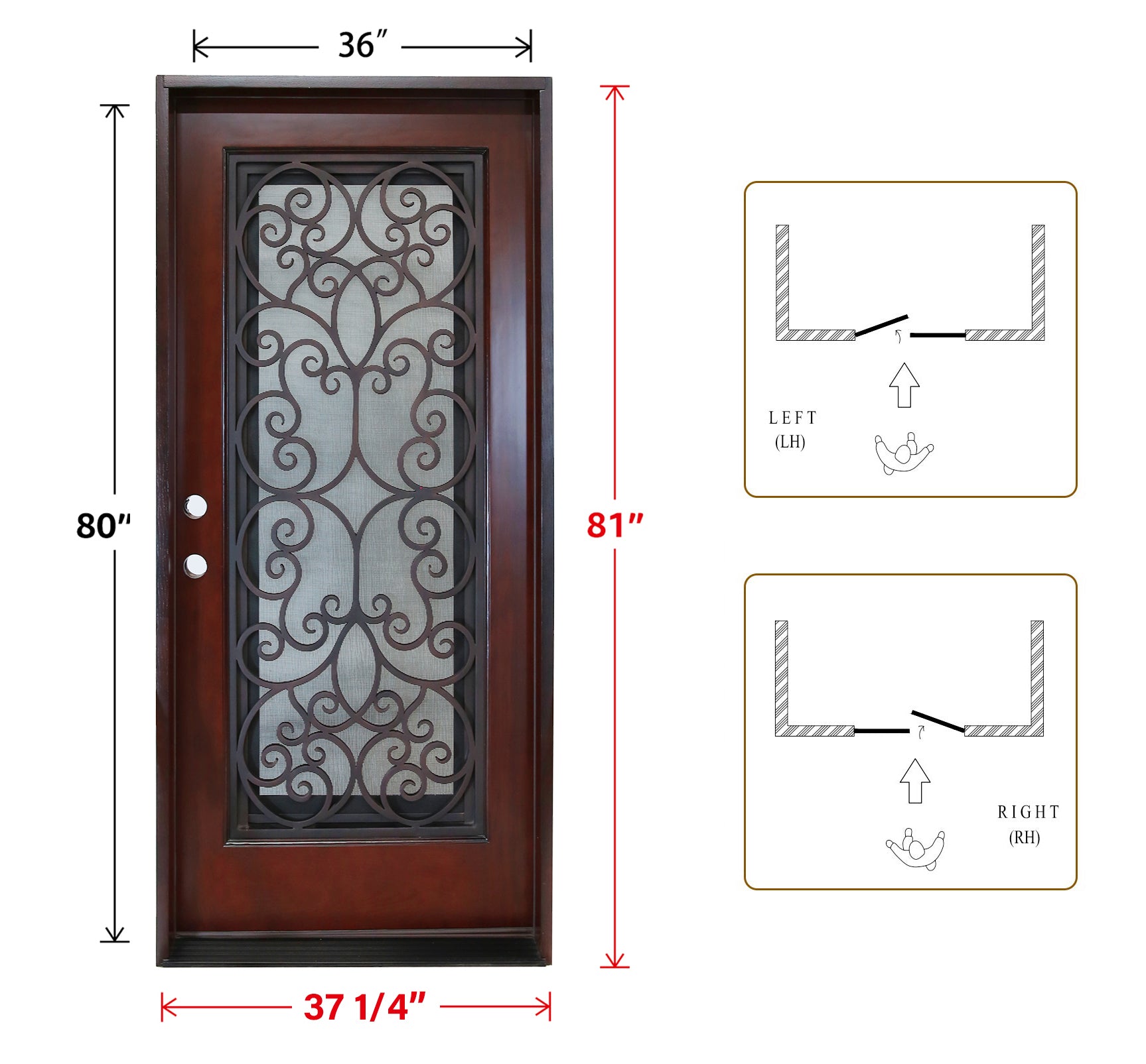 Polyurethane Composite Front Door 36" x 80" Dark Walnut