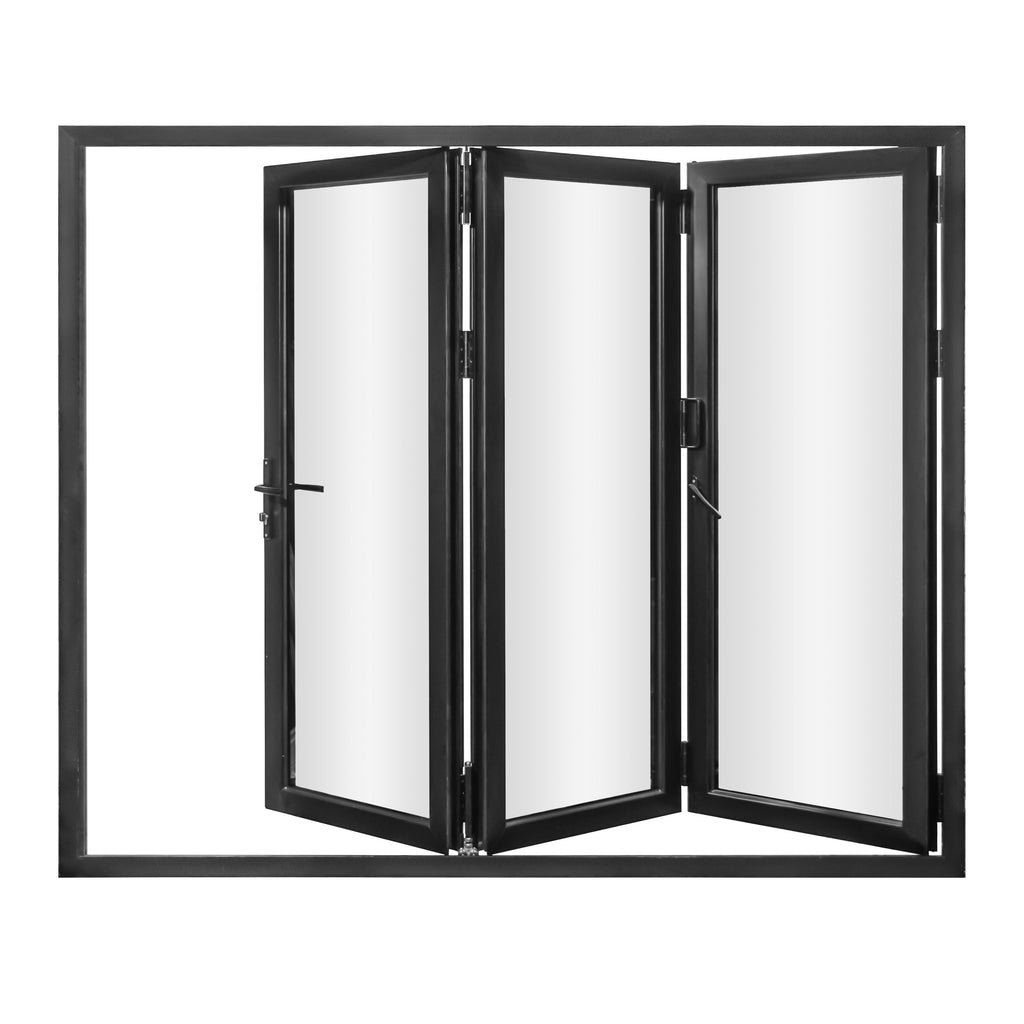 Aluminum Folding Door 108"x80" Black