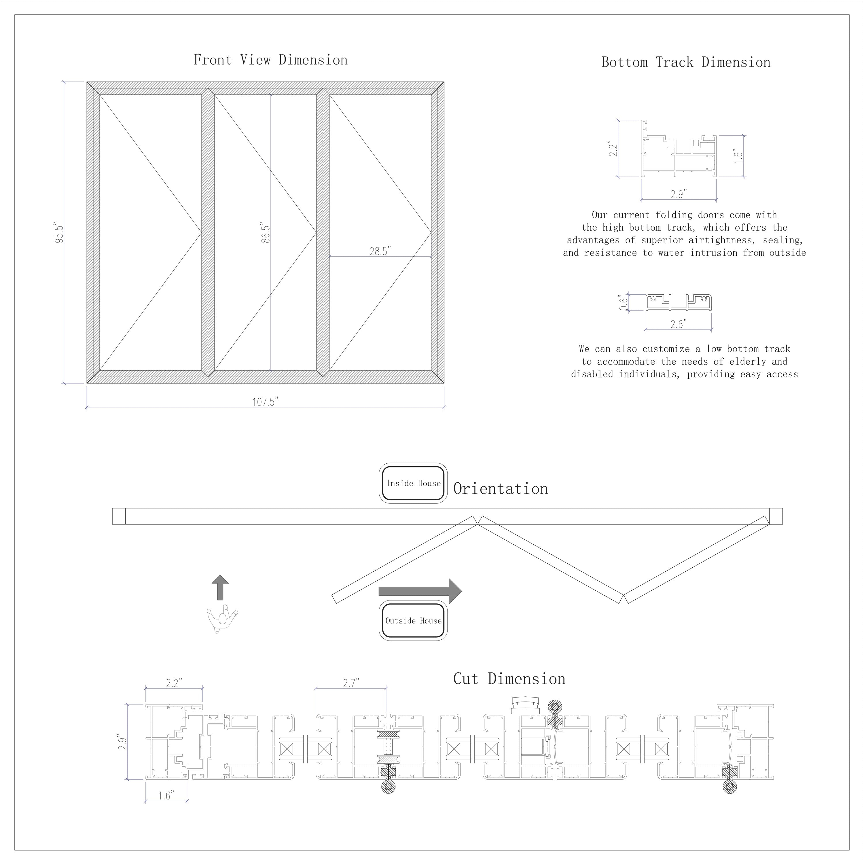 108" x 96" Aluminum Folding Door