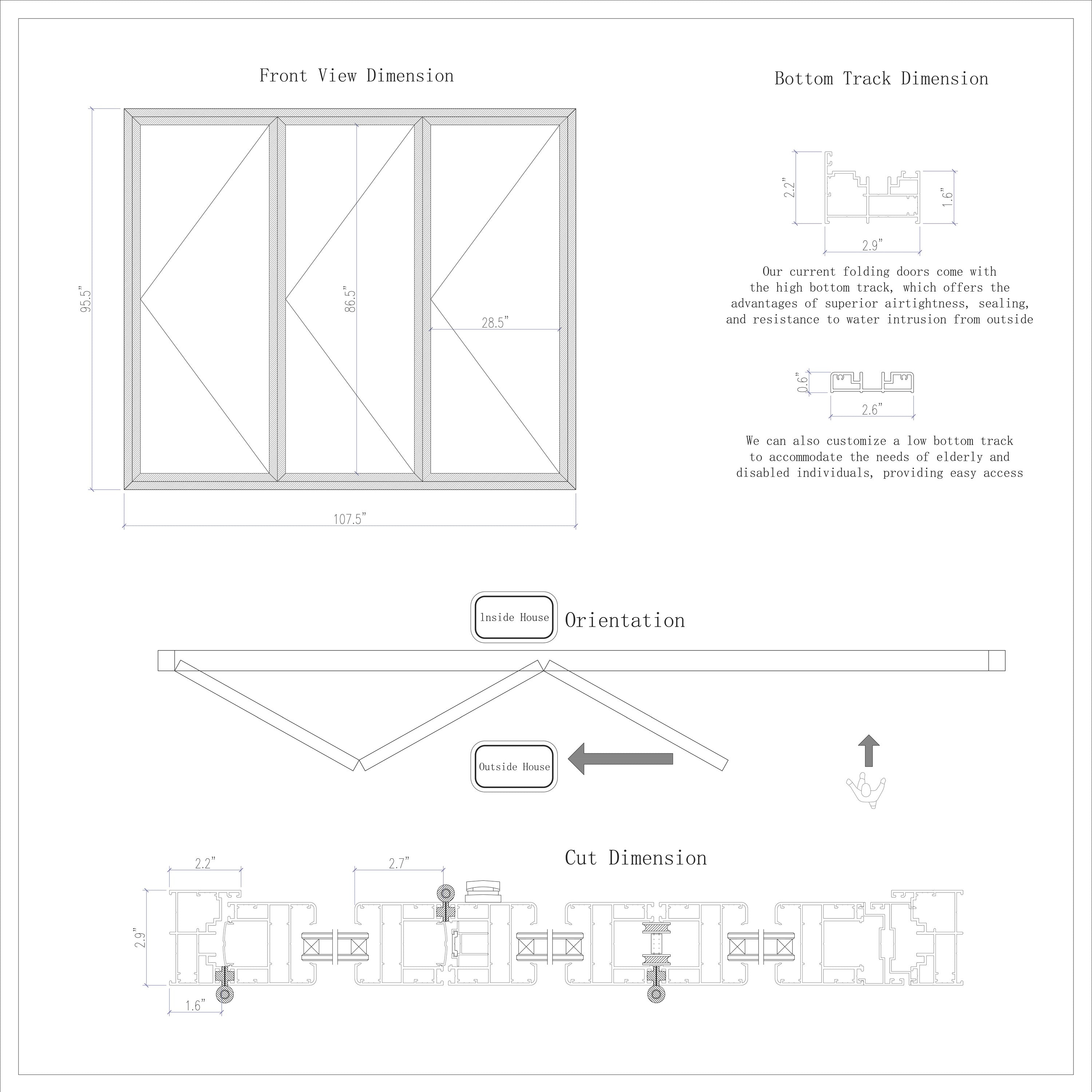 Folding Aluminum Patio Door 108x96