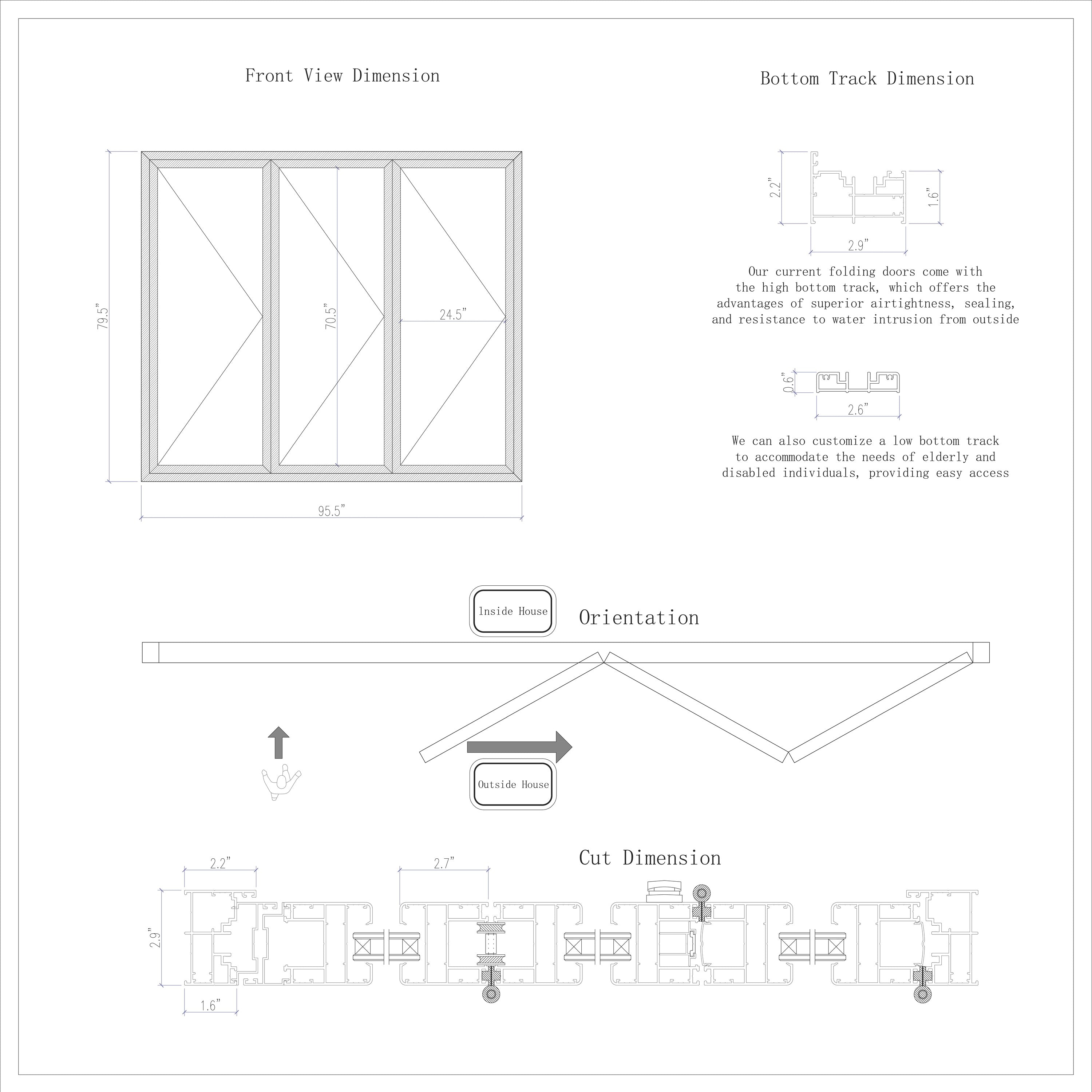 96" Aluminum Folding Patio Door