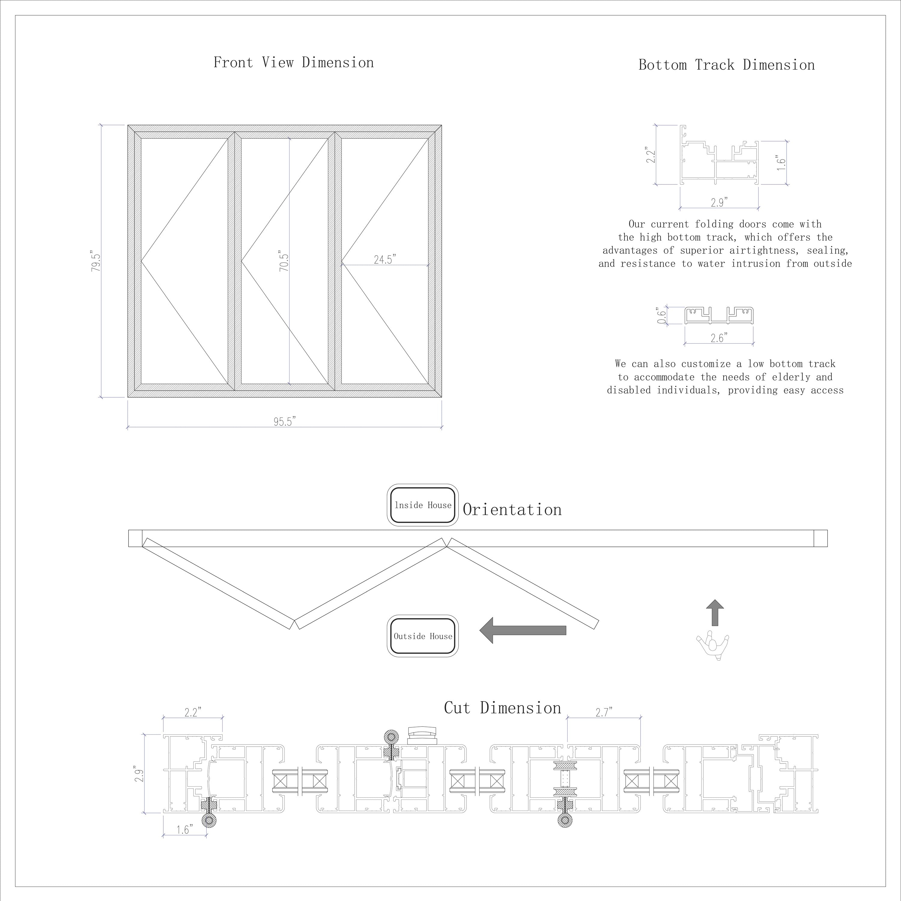 Modern Folding Door Black 96" x 80"