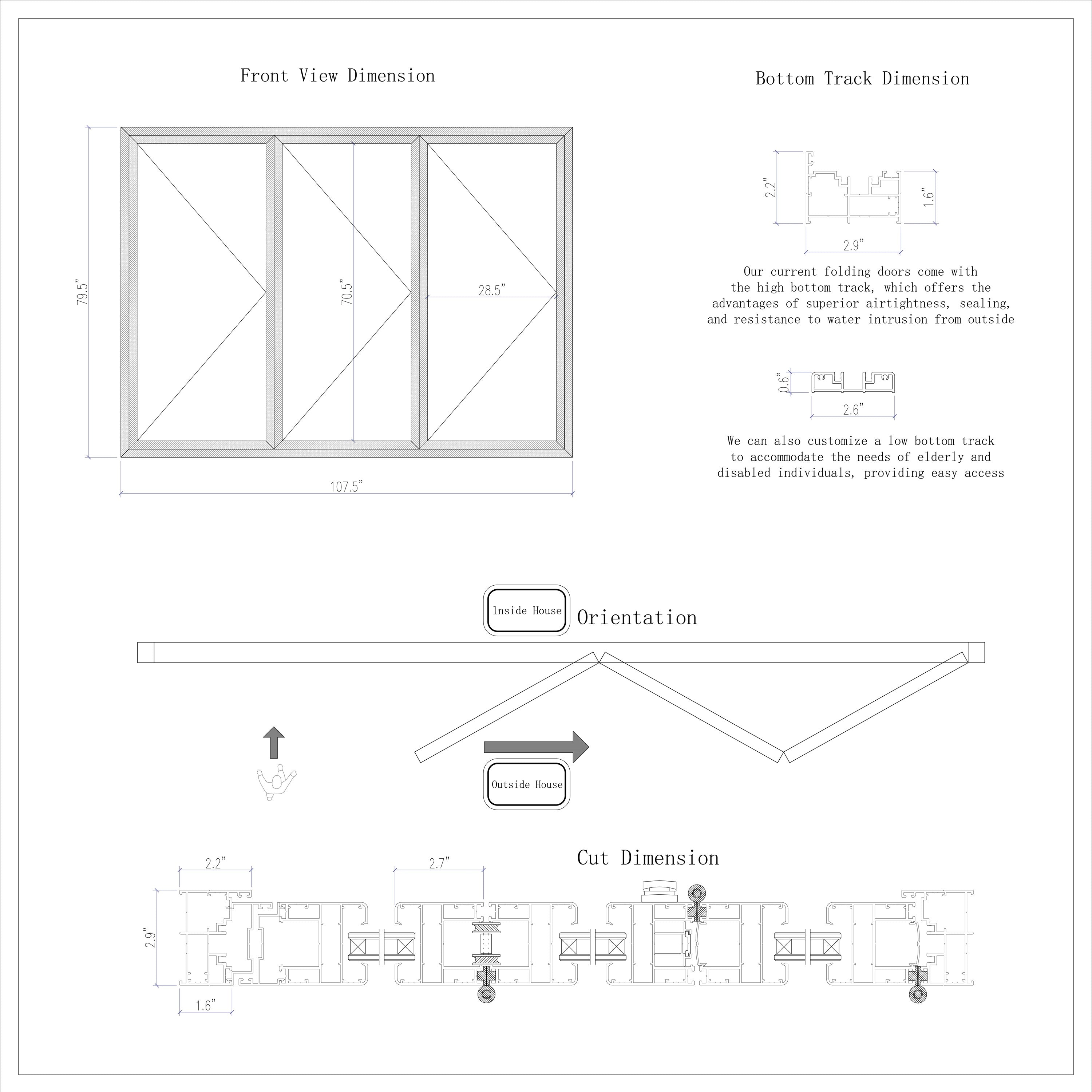 Aluminum Folding Doors 108x80 White