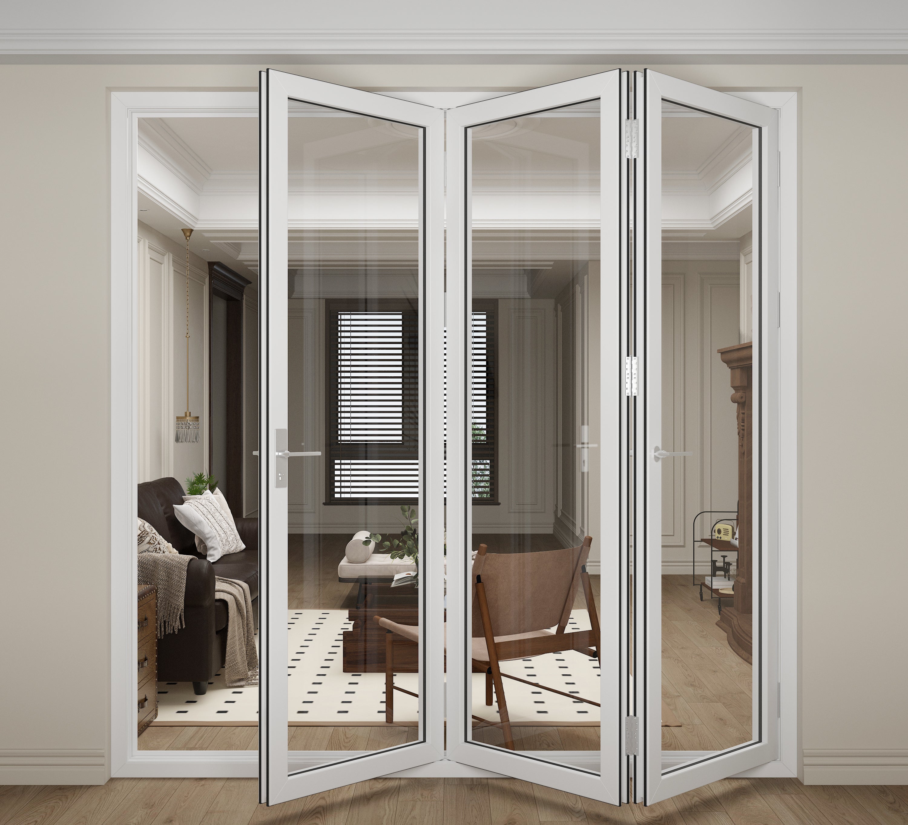 Folding White Glass Door
