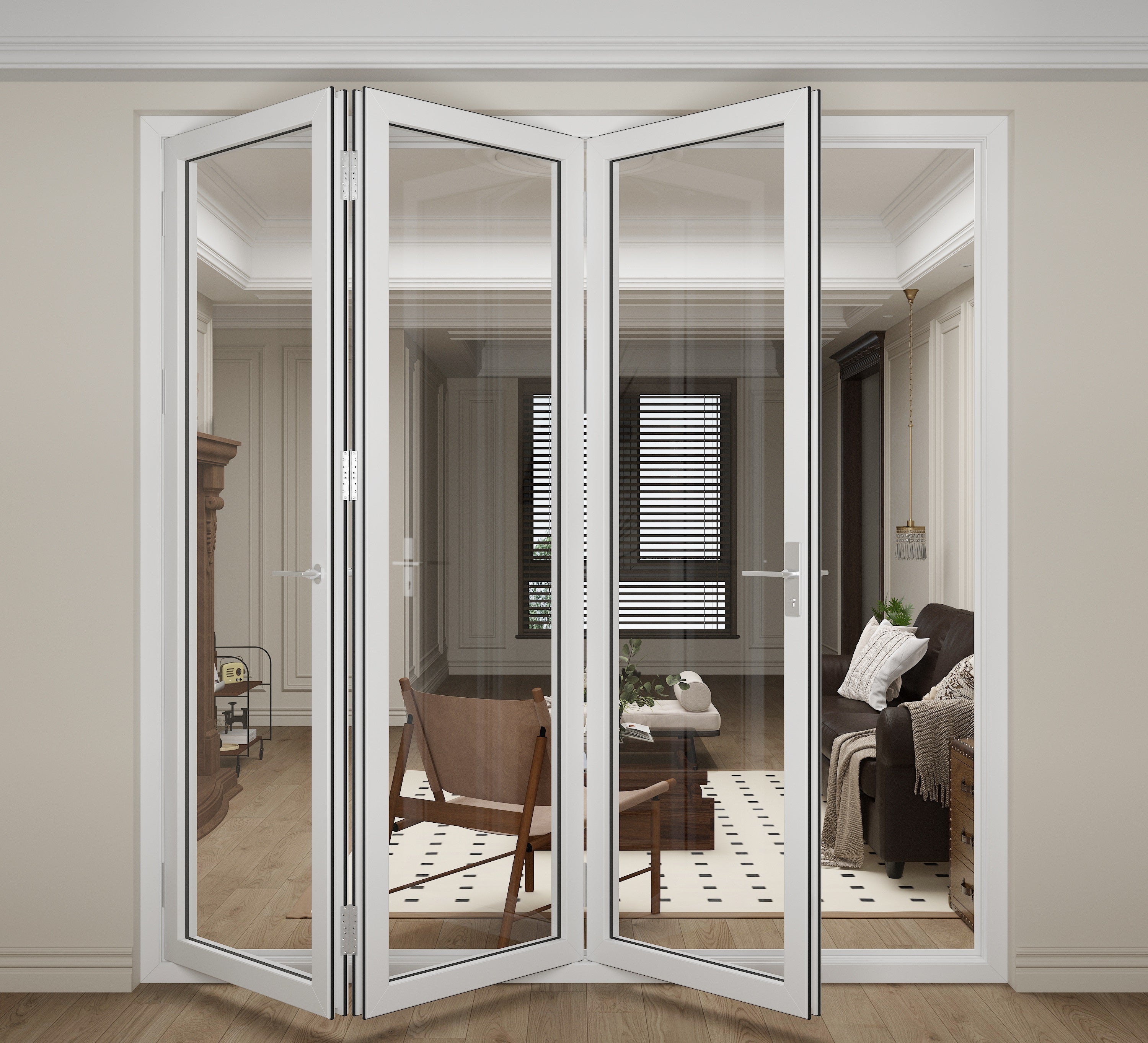 White Aluminum Folding Doors