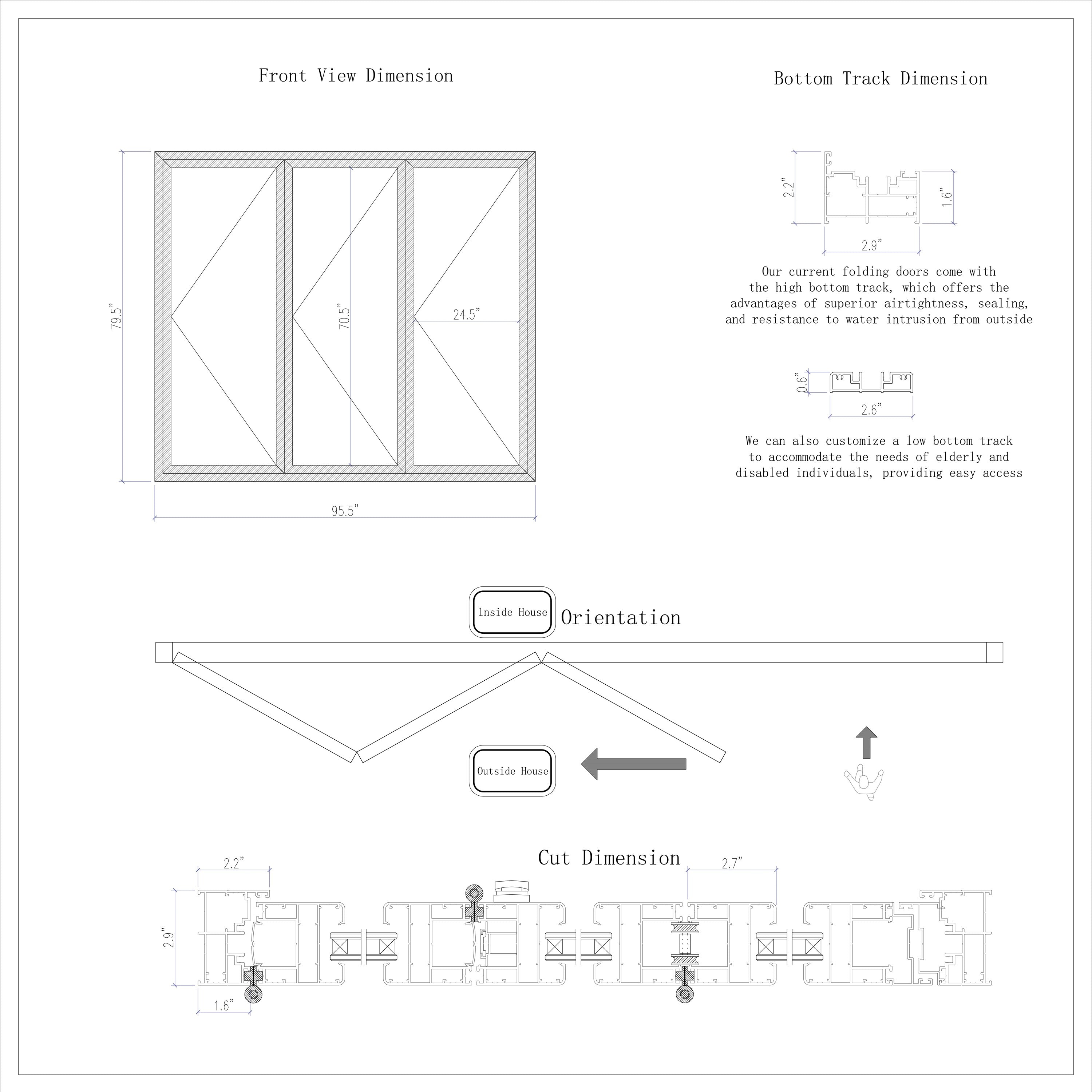 Aluminum Folding Doors 96" x 80" White