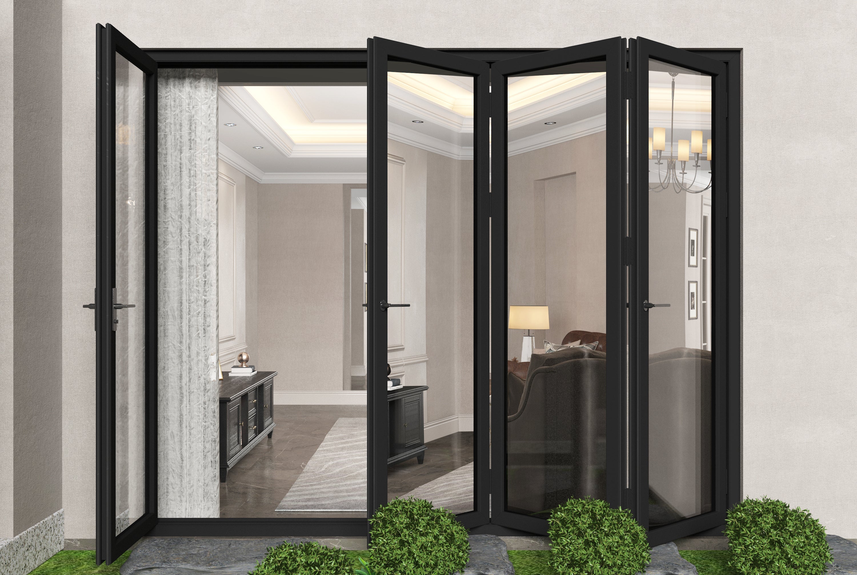 Aluminum Folding Door 120" x 80" Black
